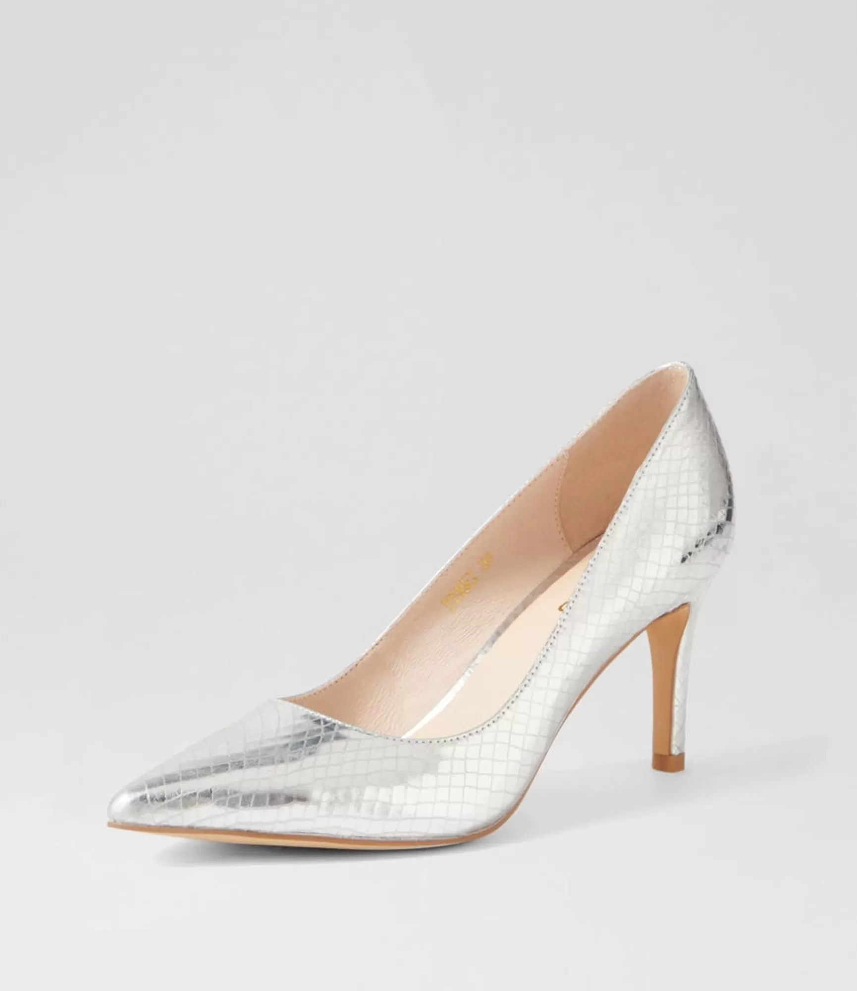 Outlet Midas Shoes Berri Silver Mirror Leather Heels