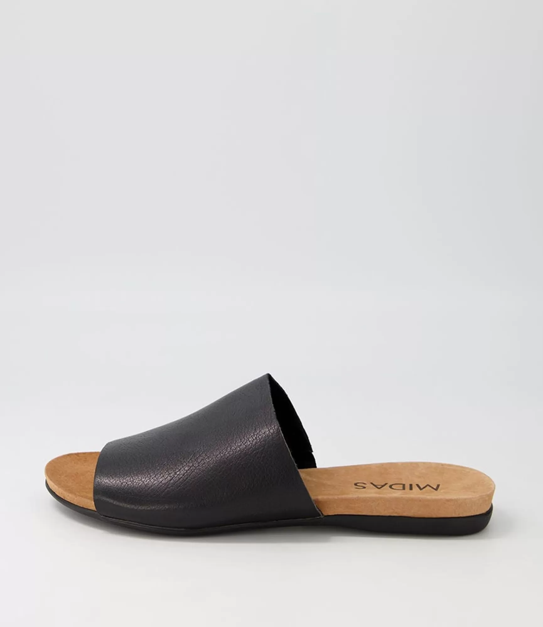 Clearance Midas Shoes Berta Black Leather Slides