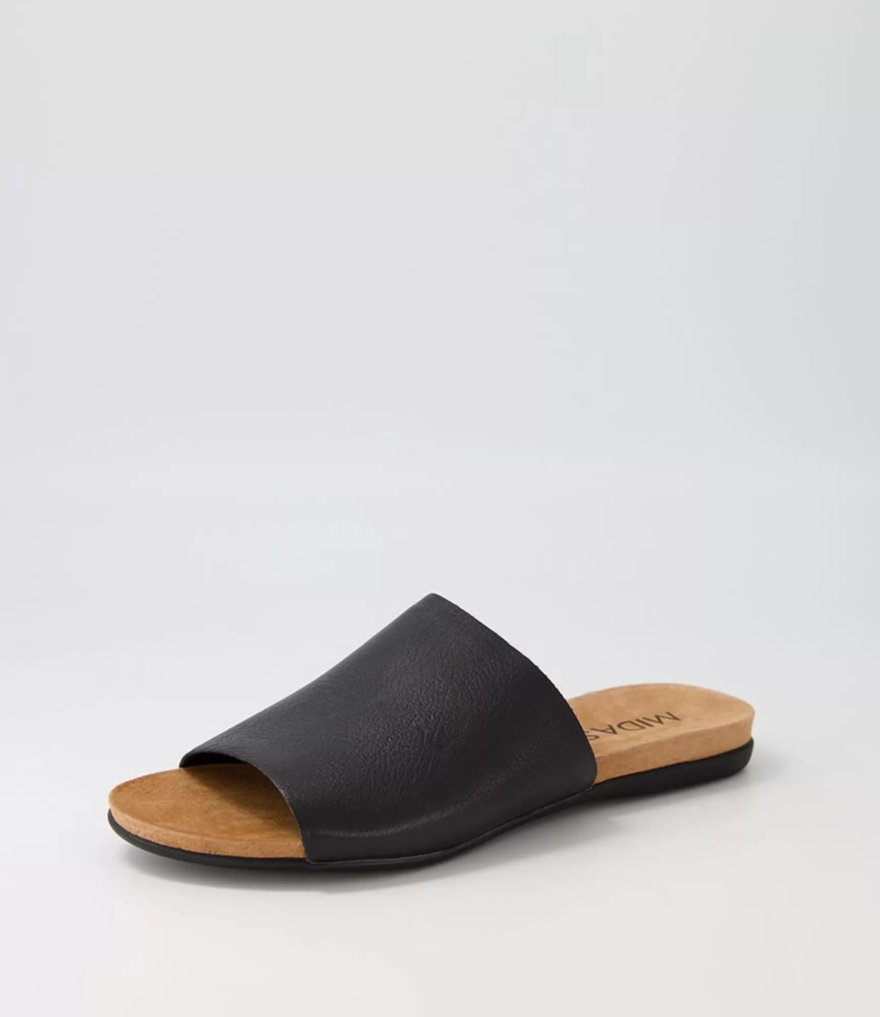 Clearance Midas Shoes Berta Black Leather Slides