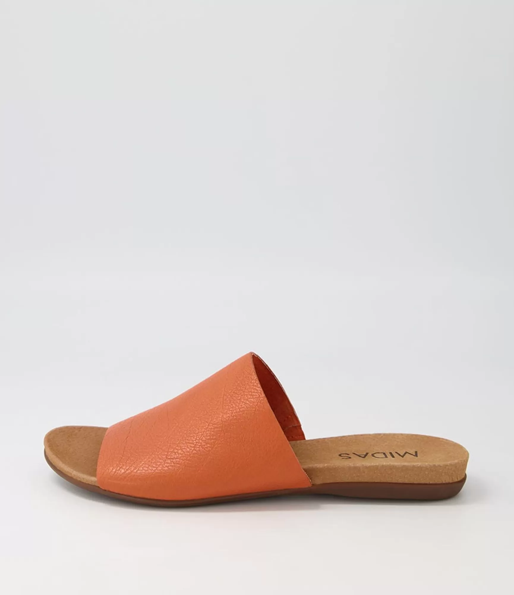 Cheap Midas Shoes Berta Bright Orange Leather Slides