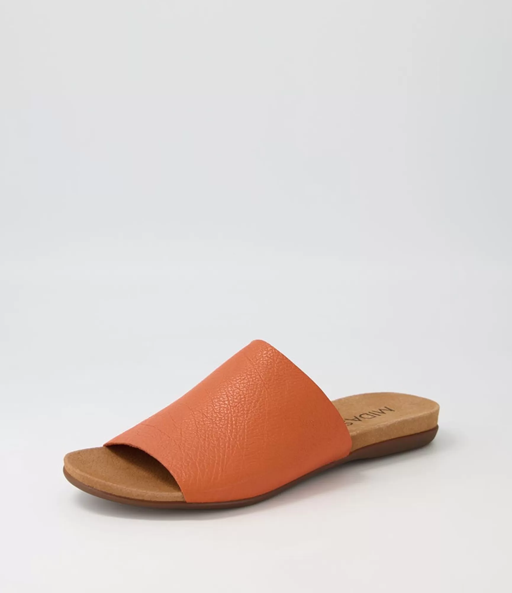 Cheap Midas Shoes Berta Bright Orange Leather Slides