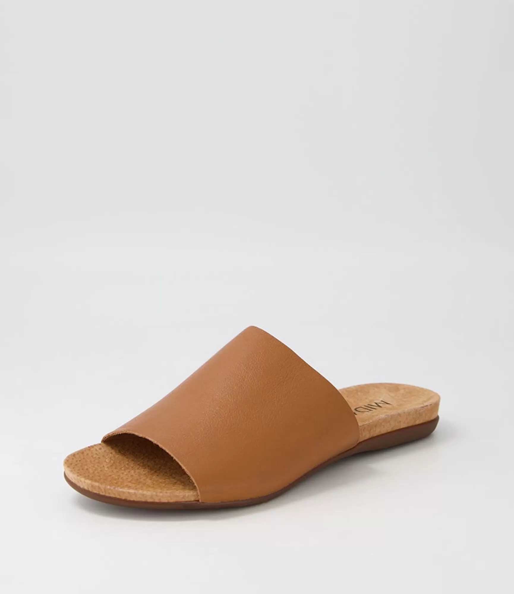 Store Midas Shoes Berta Dark Tan Leather Slides