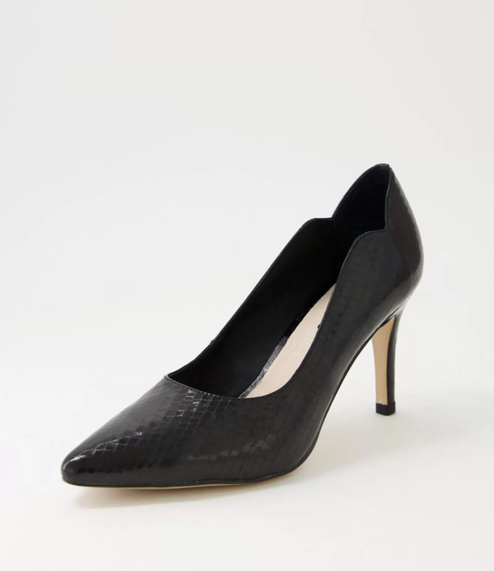 Best Midas Shoes Betha Black Mirror Leather Heels