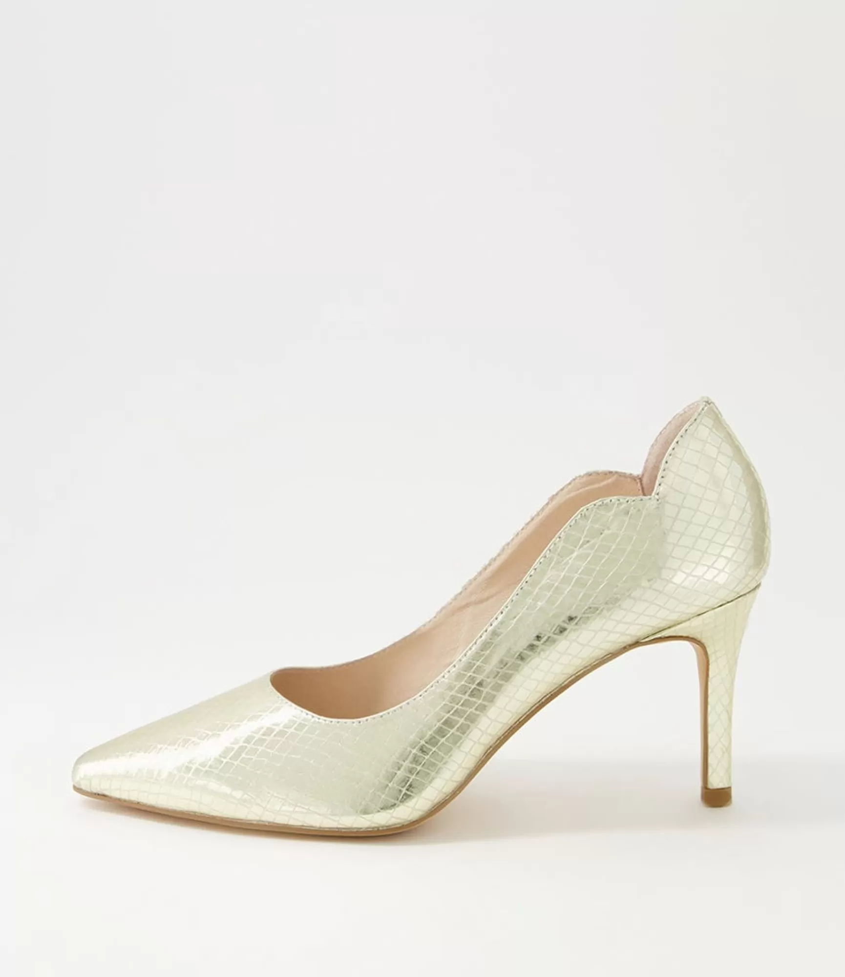 Clearance Midas Shoes Betha Pale Gold Mirror Leather Heels