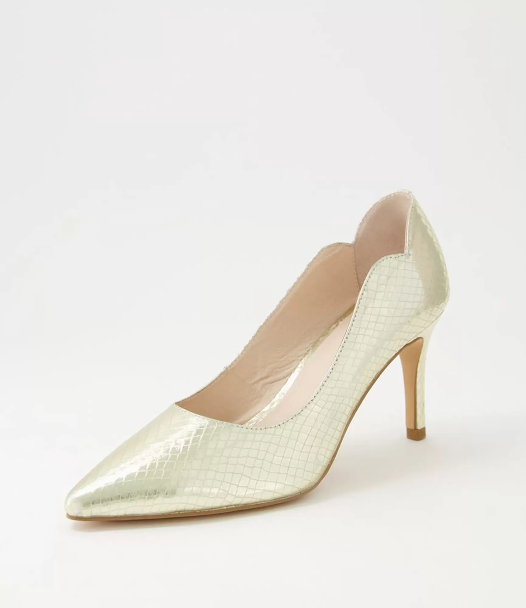 Clearance Midas Shoes Betha Pale Gold Mirror Leather Heels