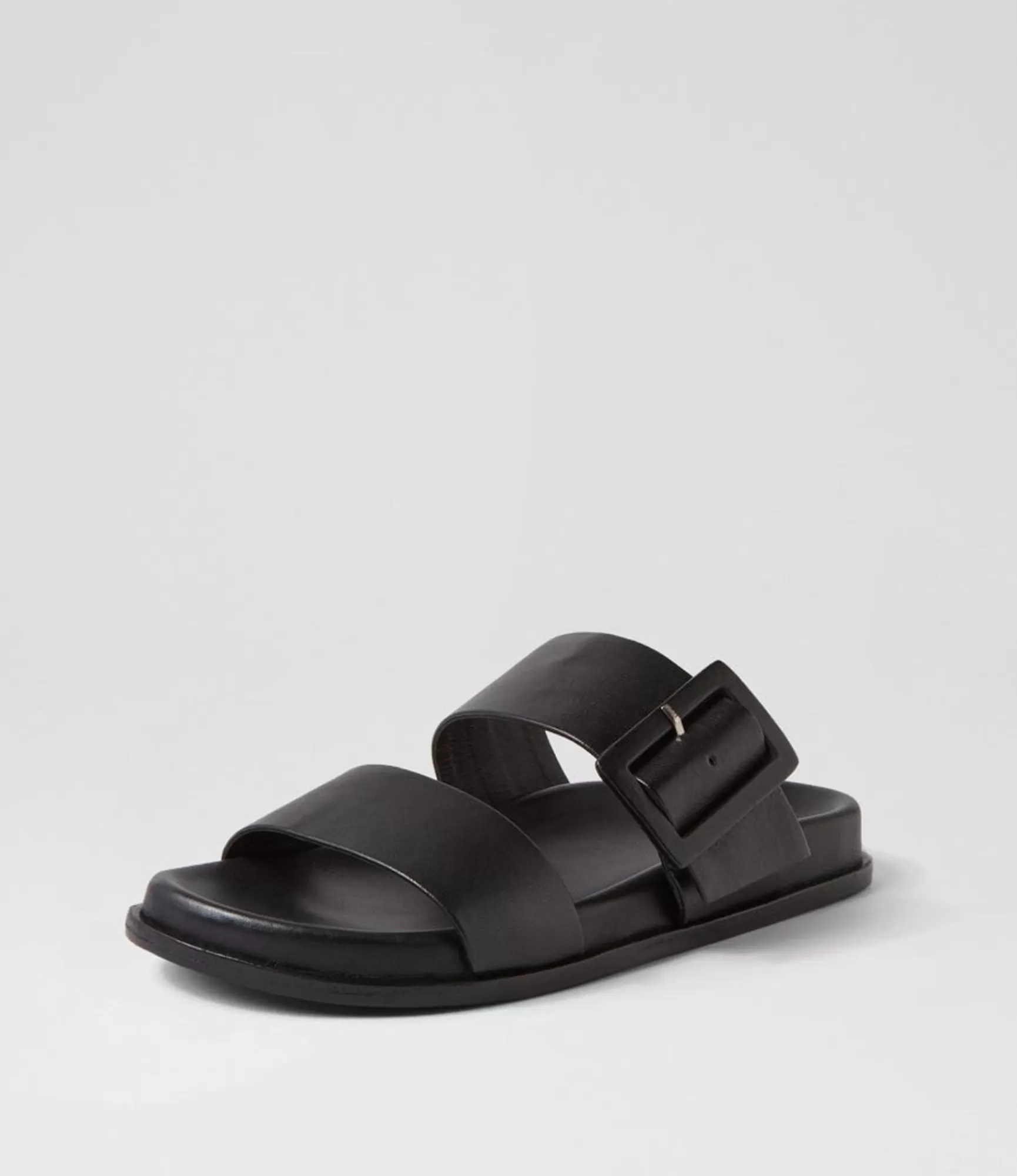Store Midas Shoes Beyda Black Leather Slides