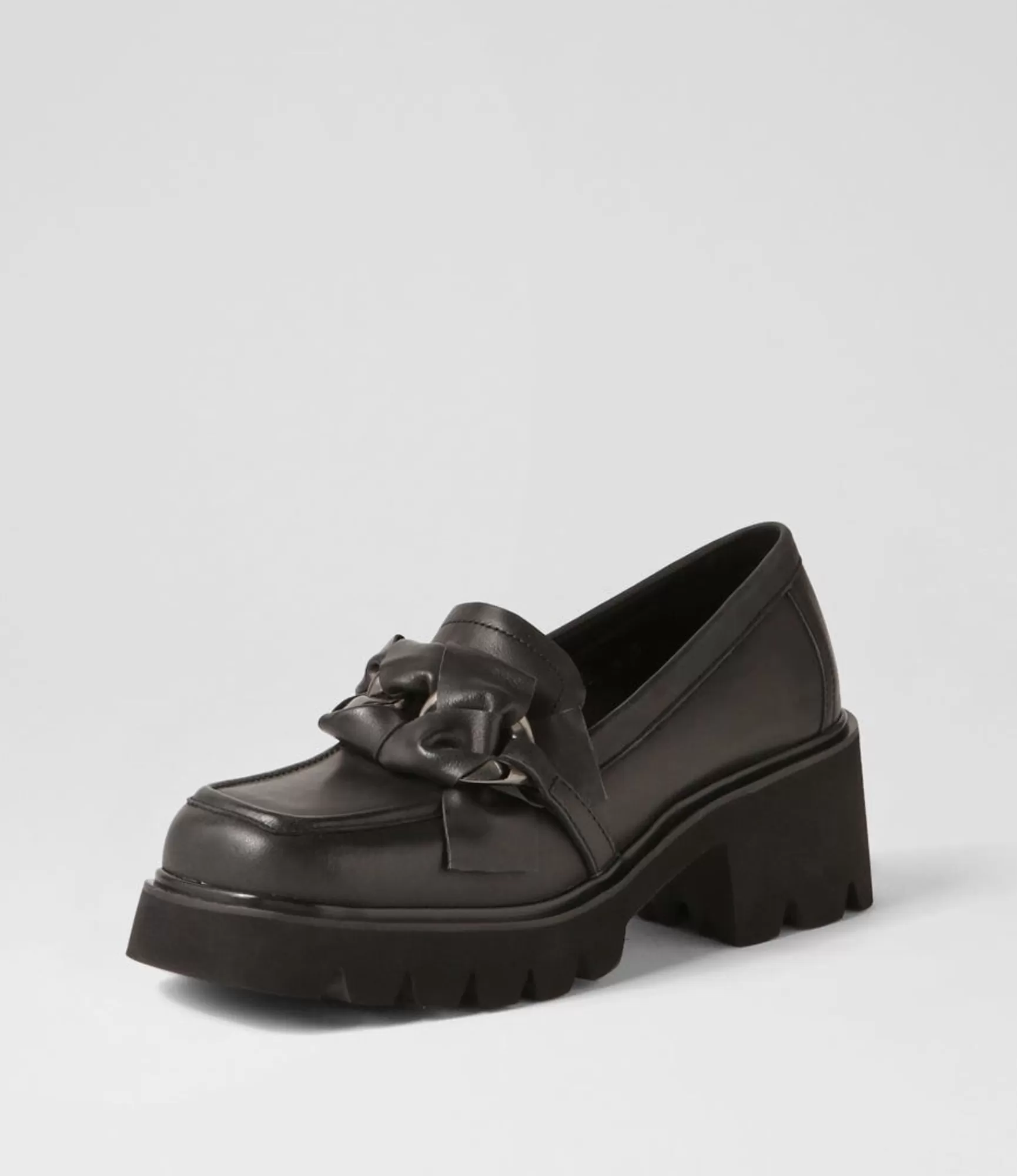 Online Midas Shoes Bizzee Black Leather Heels