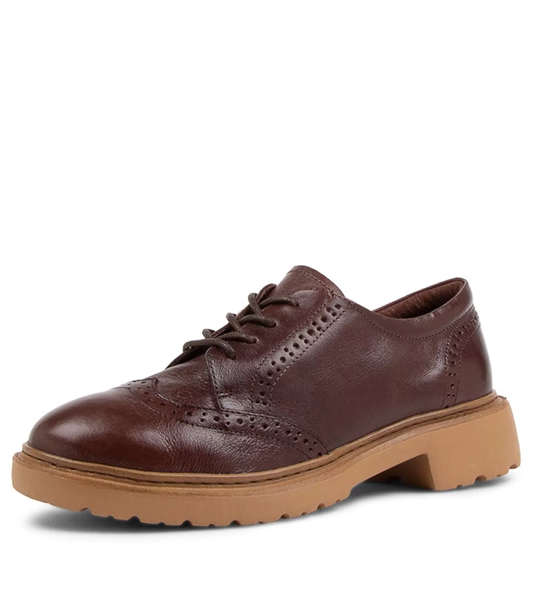 Hot Midas Shoes Bowan Choc Leather Flat Shoes