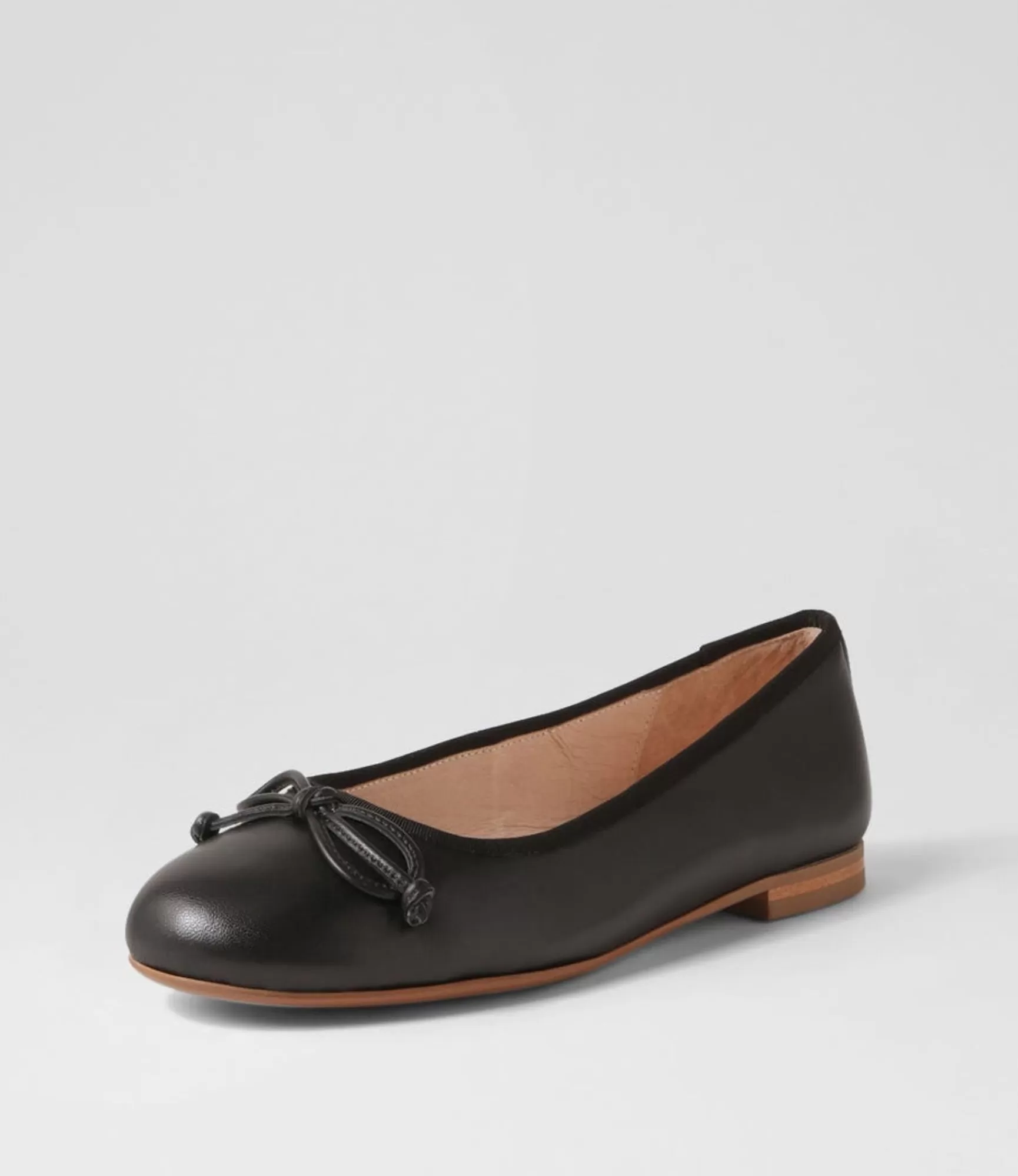 Cheap Midas Shoes Bowy Black Leather Ballet Flats