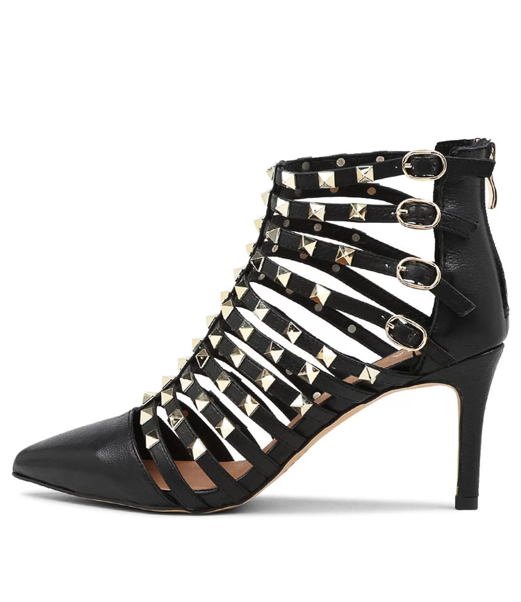 Outlet Midas Shoes Bradley Black Leather Pump Heels