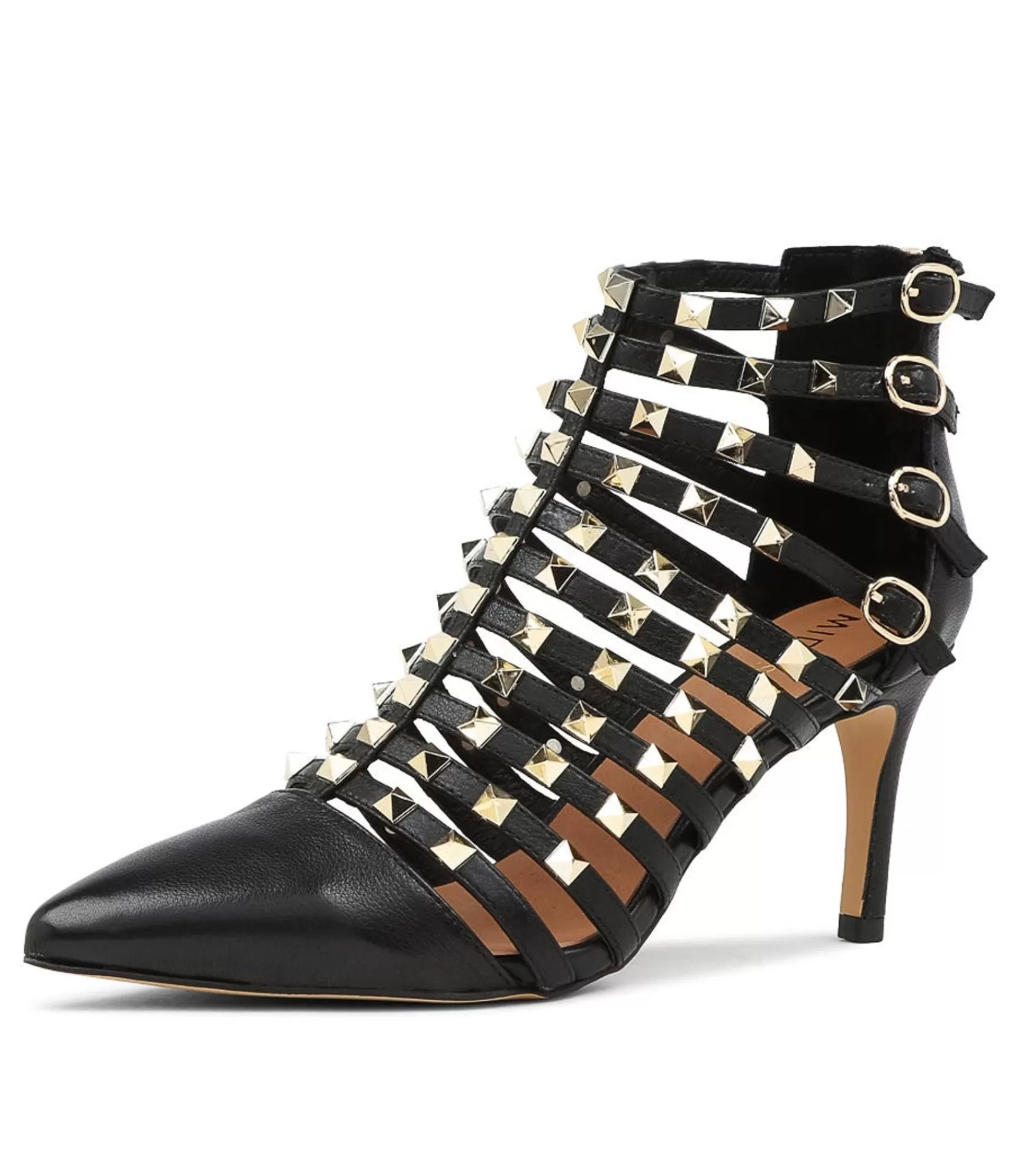 Outlet Midas Shoes Bradley Black Leather Pump Heels