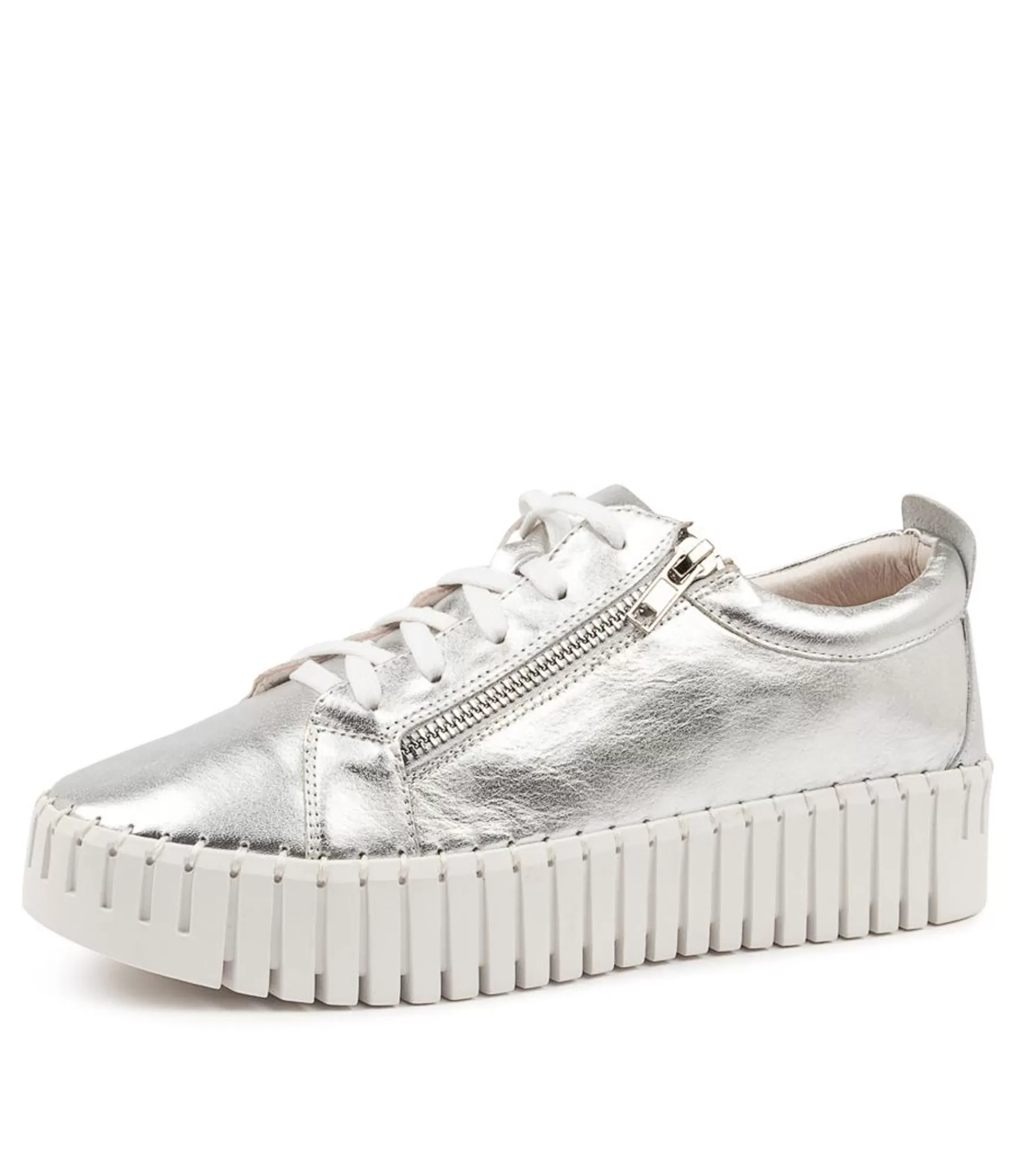 Discount Midas Shoes Braelyn Silver Leather Sneakers