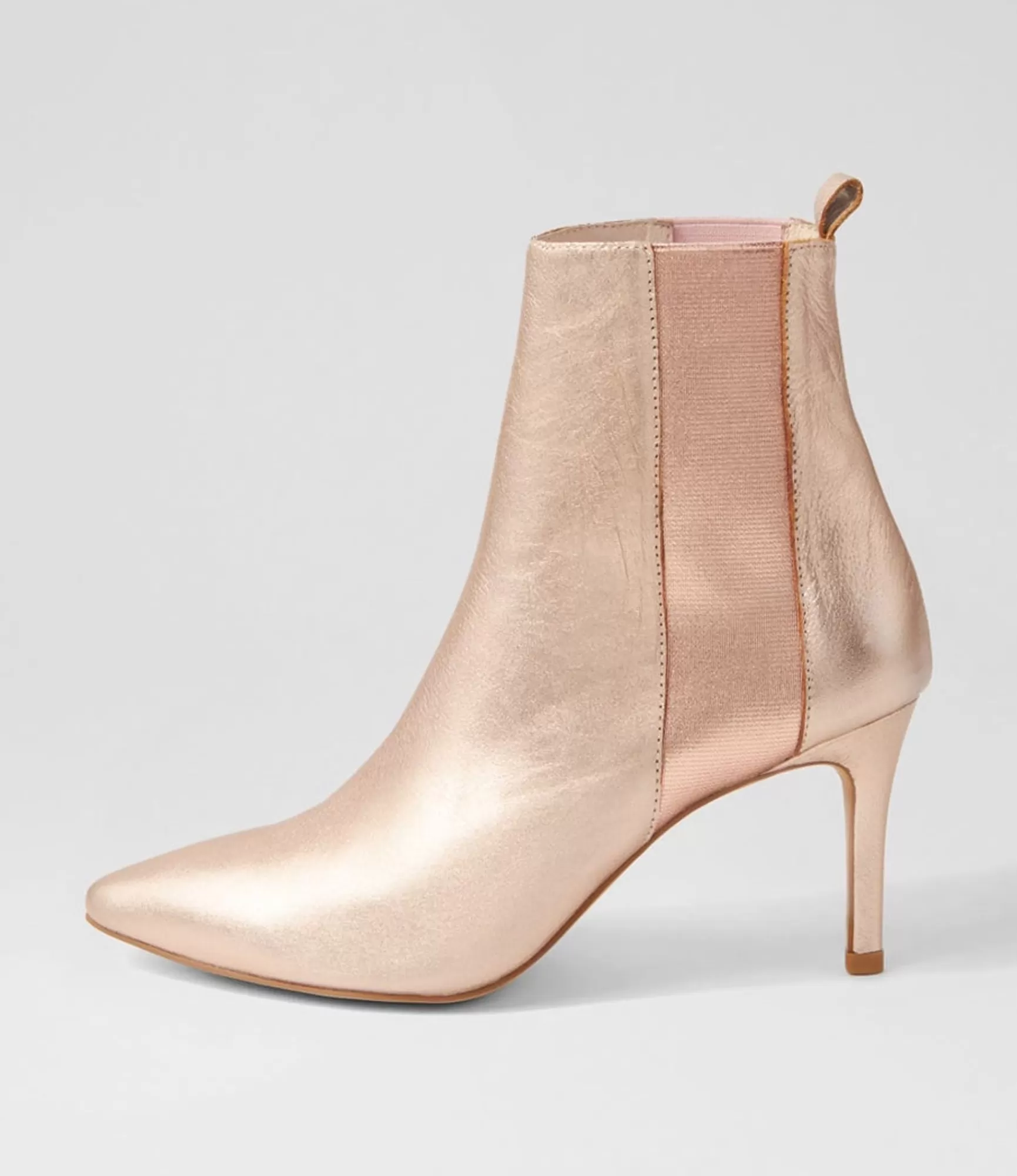 Store Midas Shoes Briann Pale Rose Gold Leather Elastic Ankle Boots