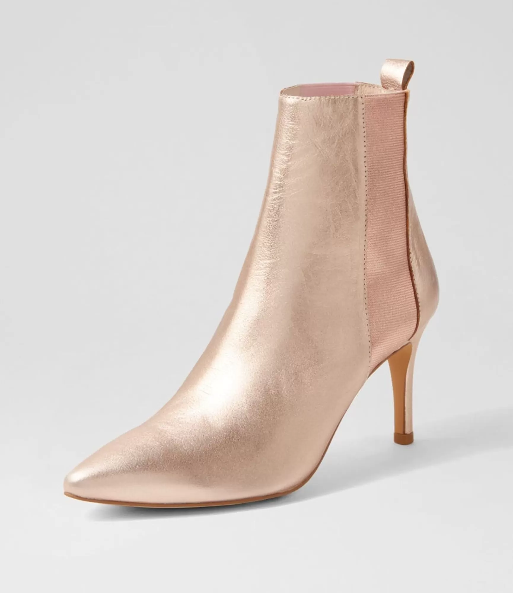 Store Midas Shoes Briann Pale Rose Gold Leather Elastic Ankle Boots