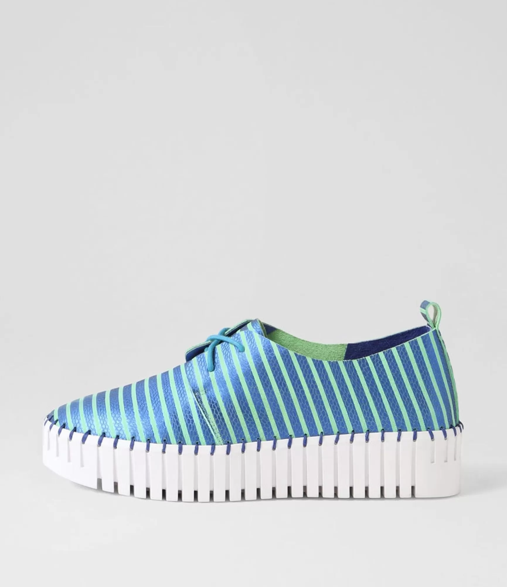 Hot Midas Shoes Brooks Blue Emerald Stripe Leather Sneakers