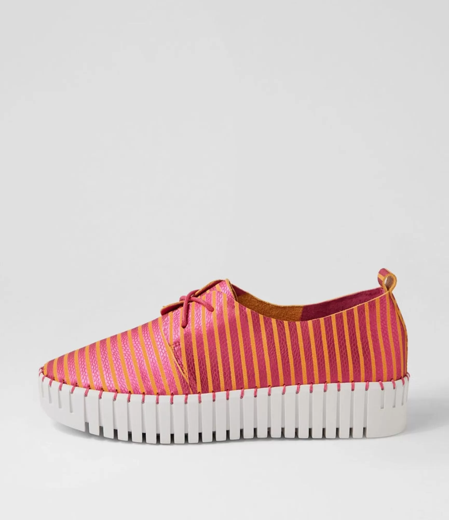 Fashion Midas Shoes Brooks Fuchsia Orange Stripe Leather Sneakers