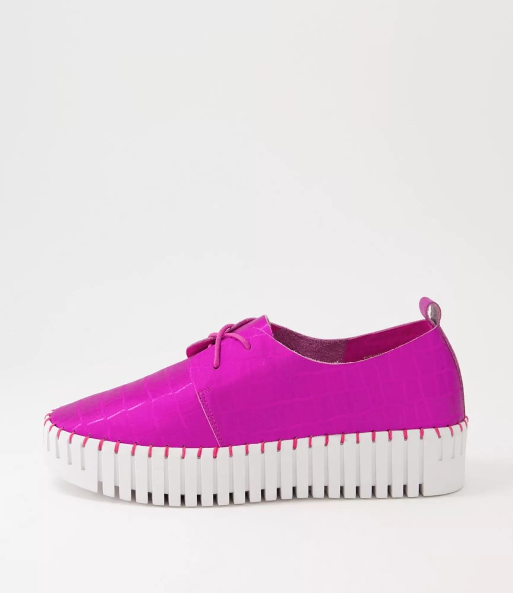 Online Midas Shoes Brooks Pink Matt White Croc Leather Sneakers