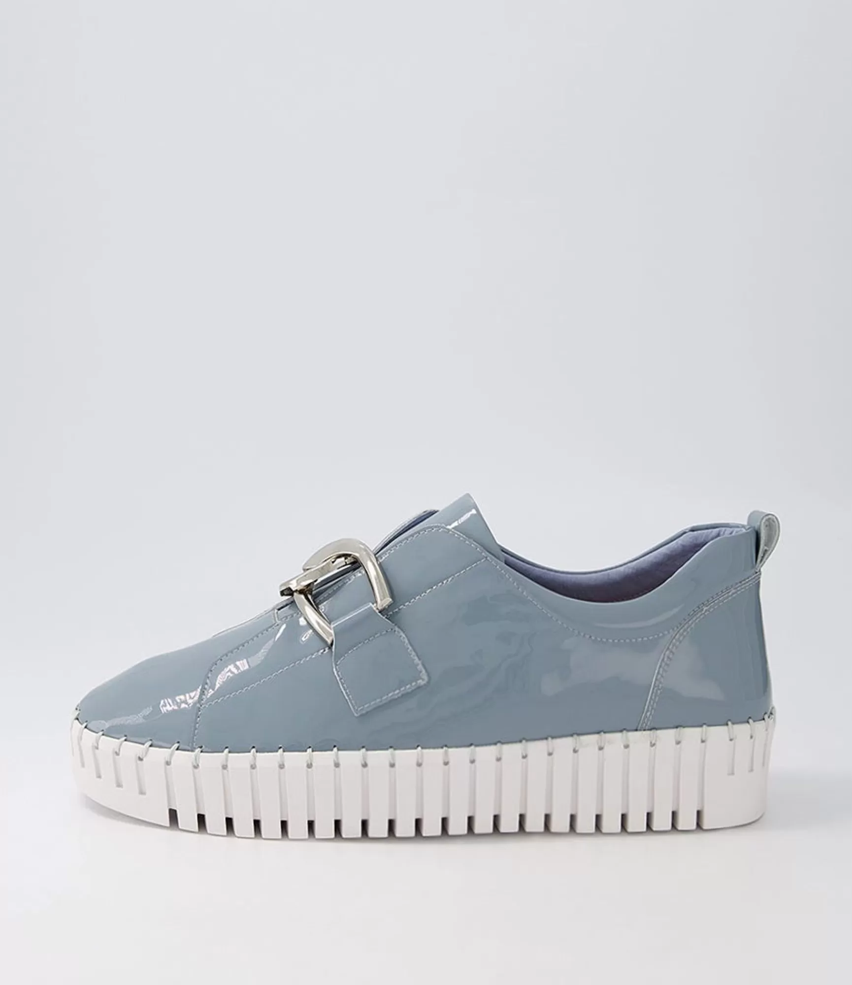 Sale Midas Shoes Buckles Denim White Patent Leather Sneakers