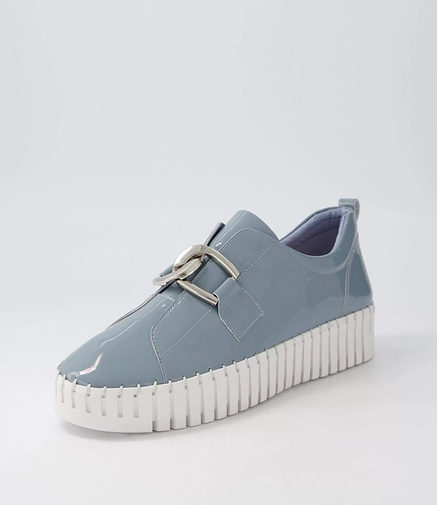 Sale Midas Shoes Buckles Denim White Patent Leather Sneakers