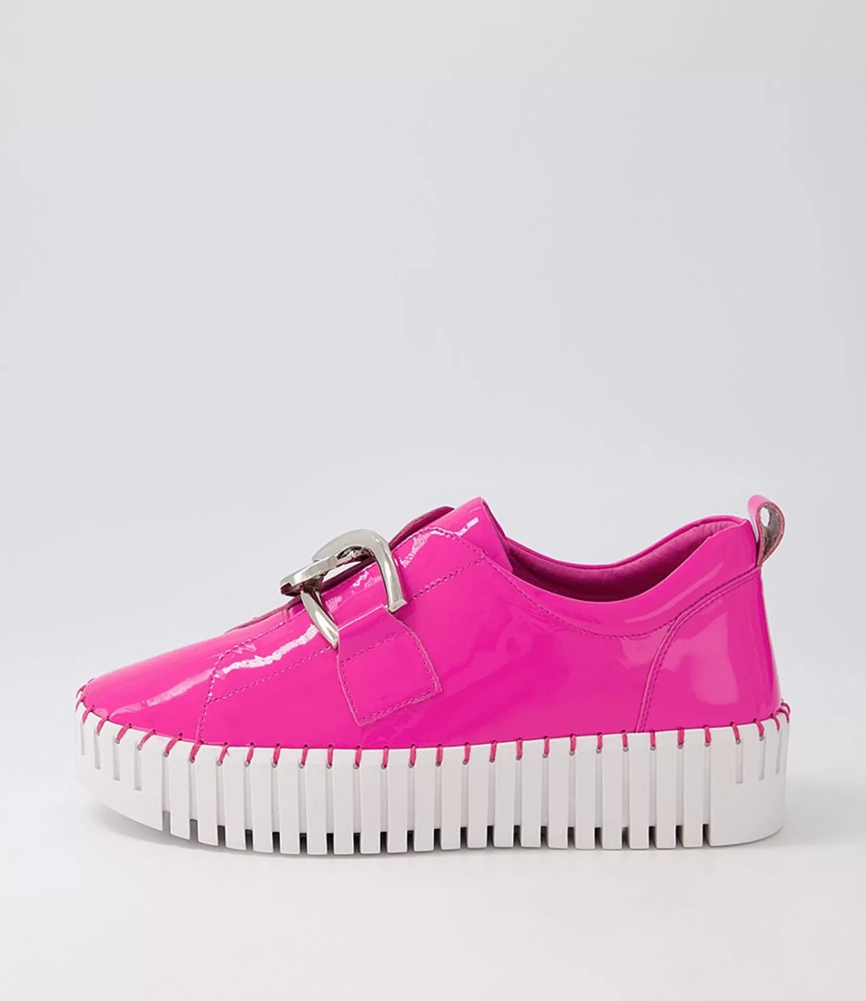 Best Midas Shoes Buckles Pink White Patent Leather Sneakers