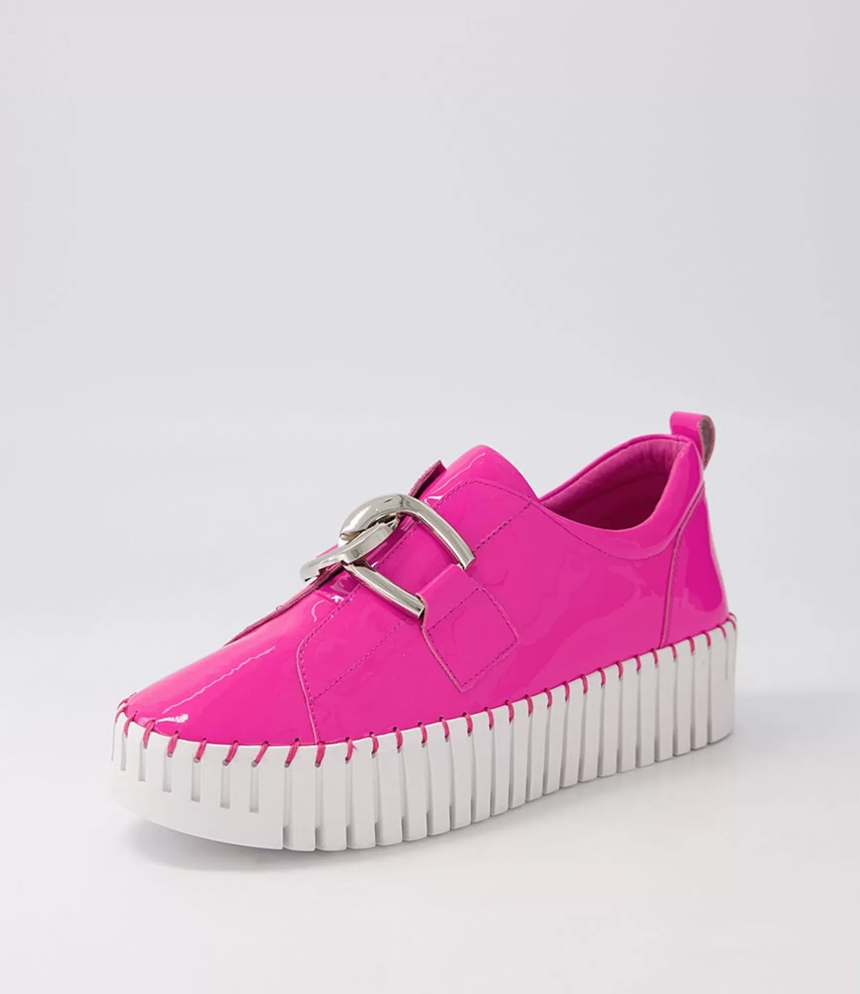 Best Midas Shoes Buckles Pink White Patent Leather Sneakers