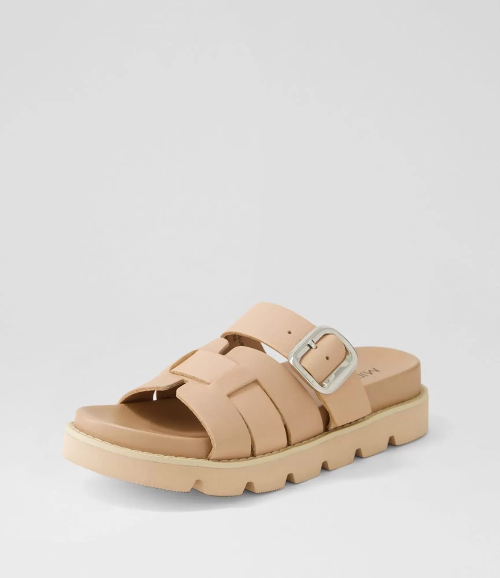 Hot Midas Shoes Cajali Dark Nude Leather Slides