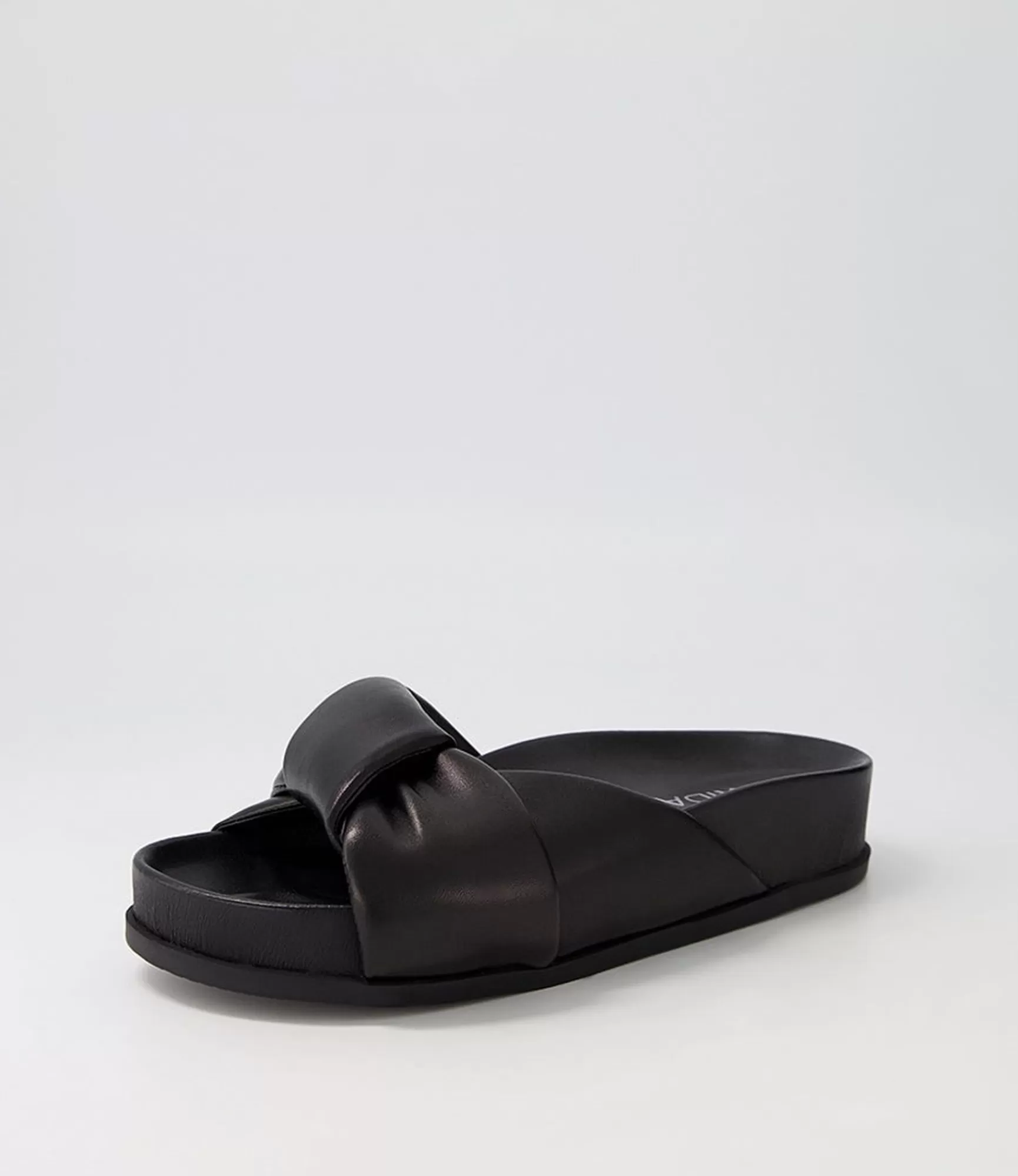 Sale Midas Shoes Carlia Black Leather Slides