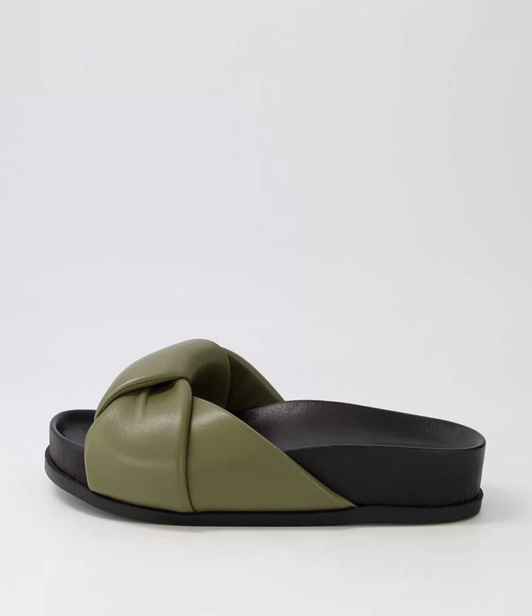 Cheap Midas Shoes Carlia Khaki Black Leather Slides