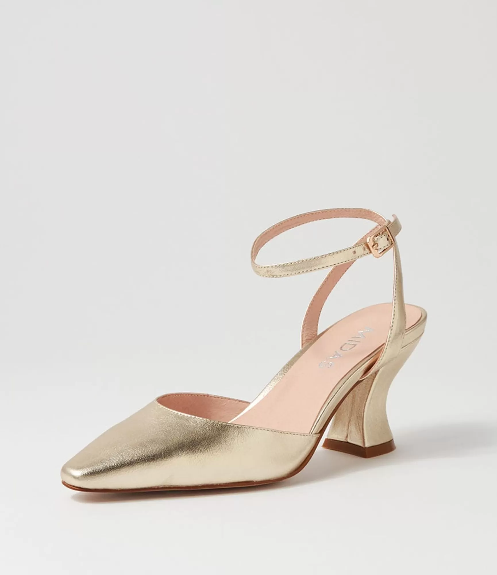 Outlet Midas Shoes Catered Pale Gold Leather Heels