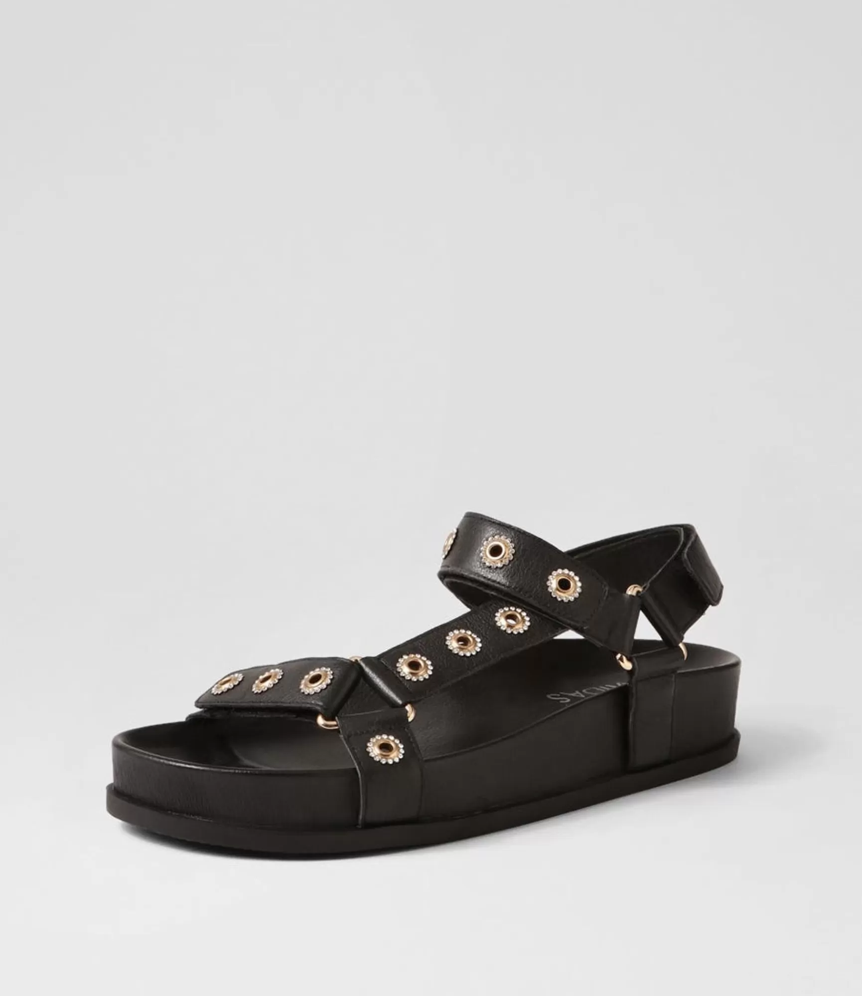 Hot Midas Shoes Charice Black Leather Sandals