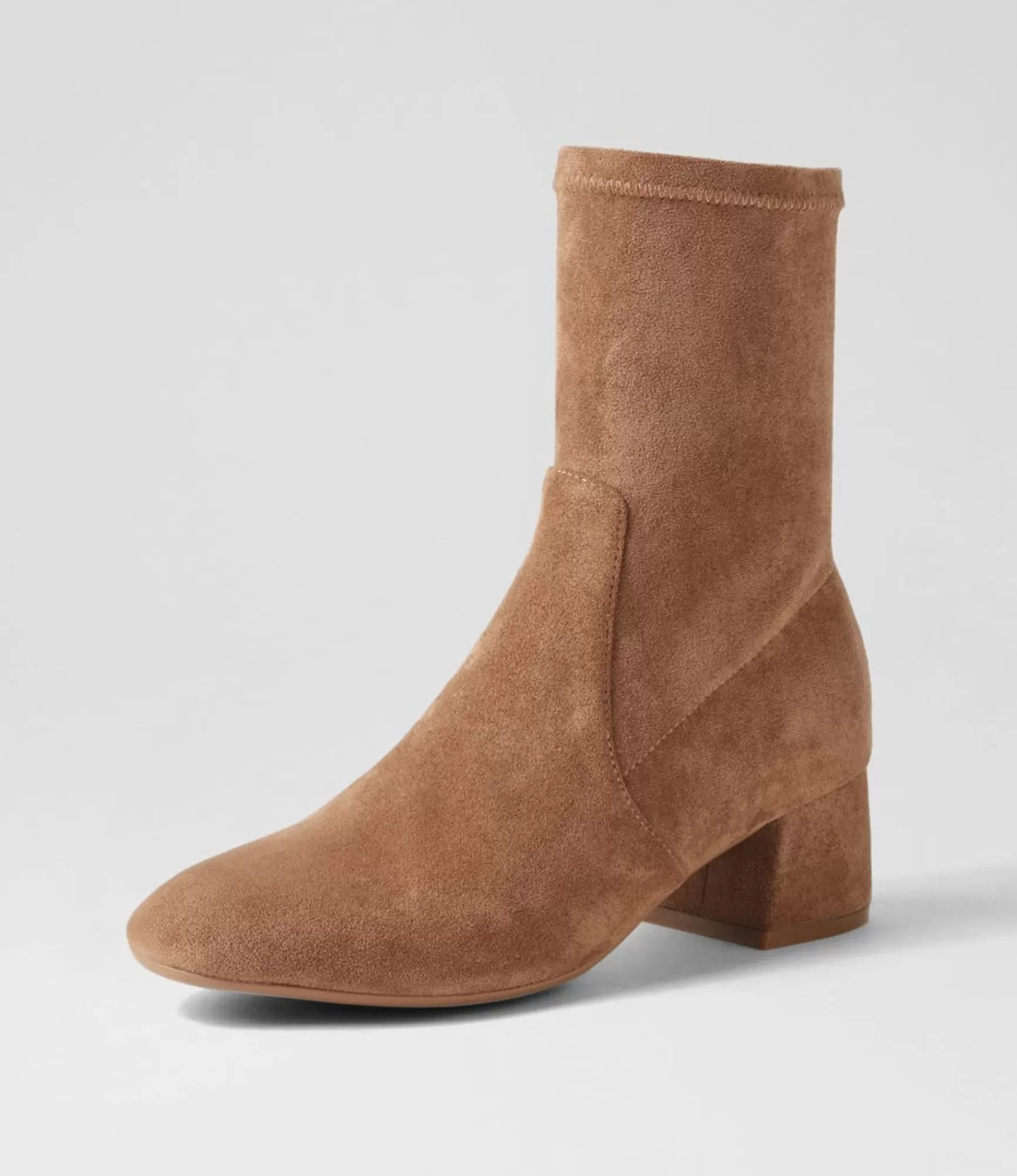 Best Sale Midas Shoes Checker Light Choc Stretch Microsuede Ankle Boots