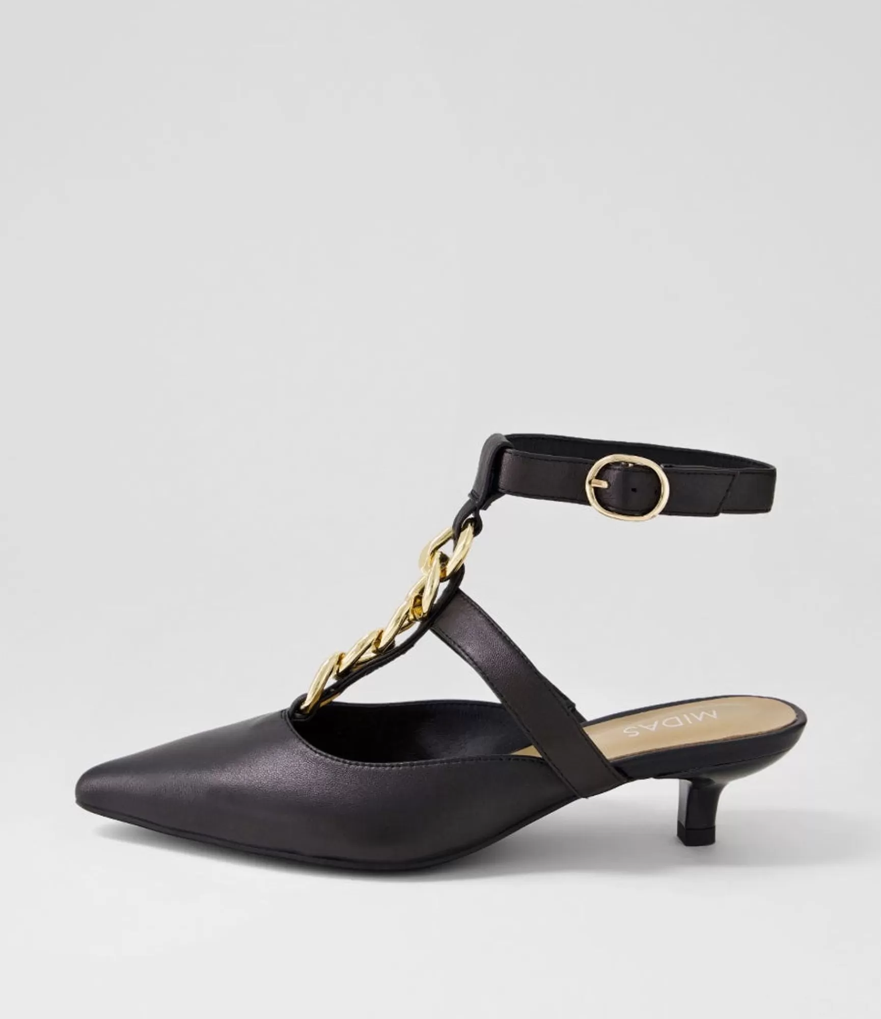 Store Midas Shoes Chille Black Leather Heels