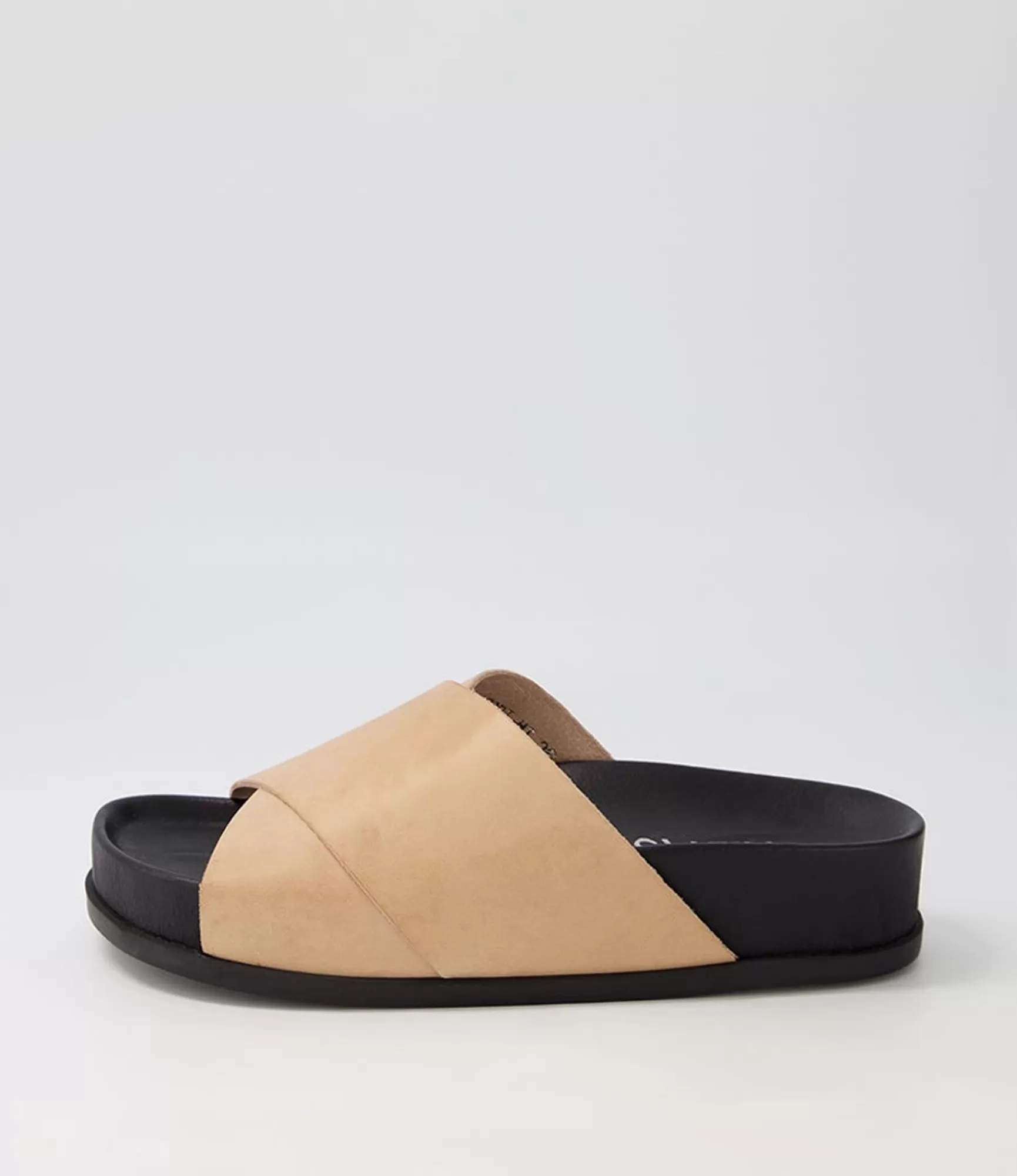 Clearance Midas Shoes Cori Nude Black Leather Slides