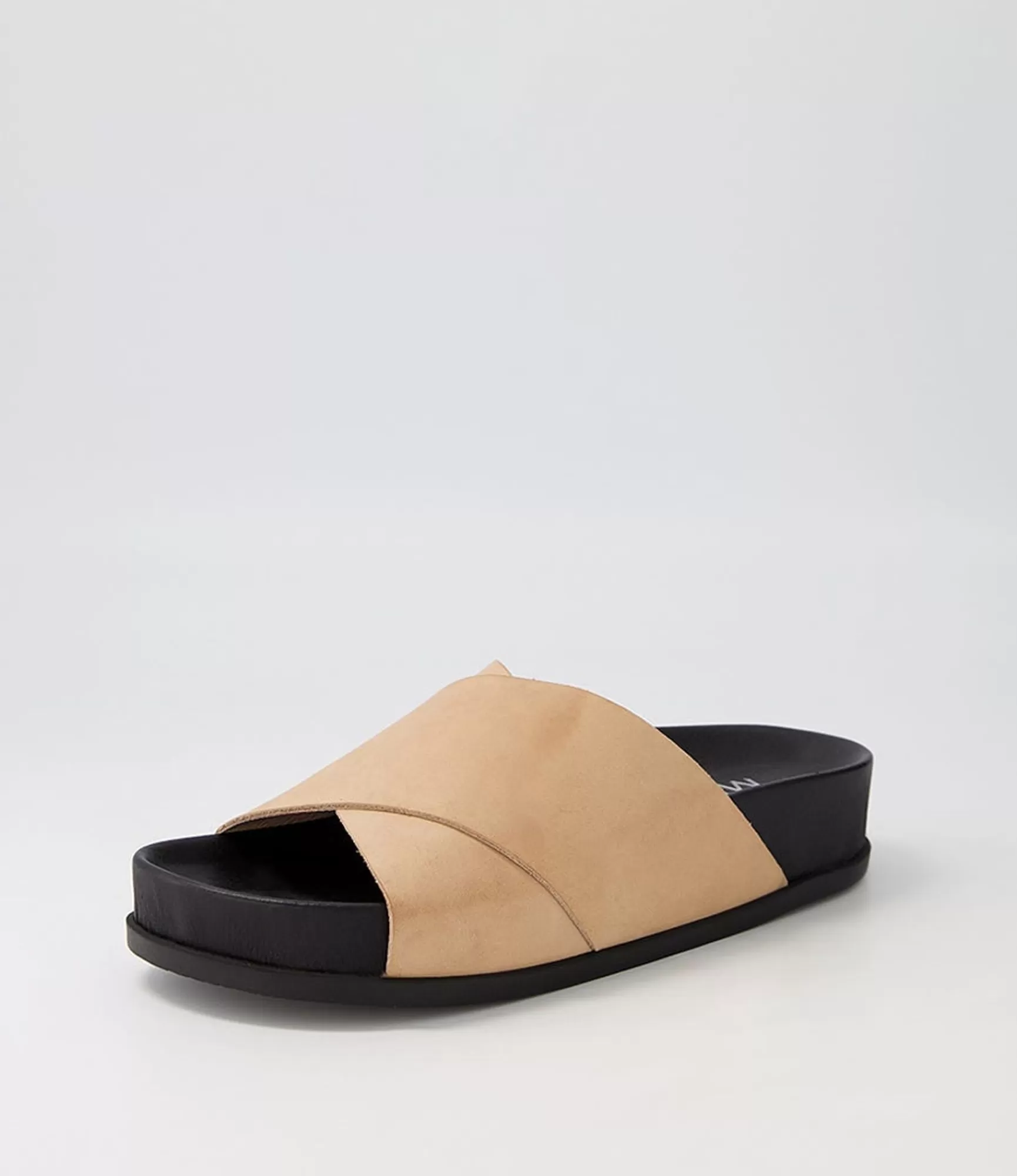 Clearance Midas Shoes Cori Nude Black Leather Slides