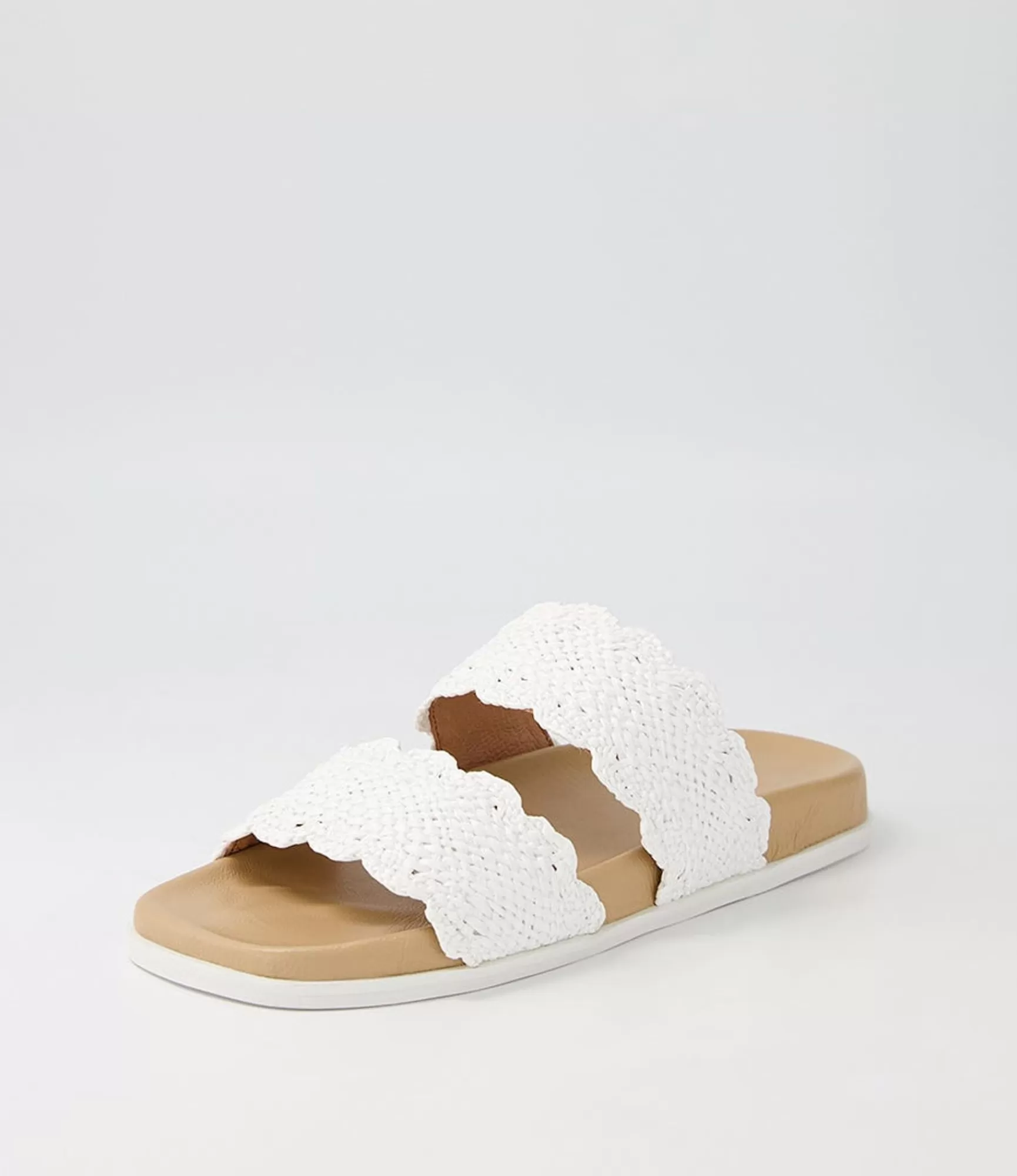Cheap Midas Shoes Daintee White Fabric Slides