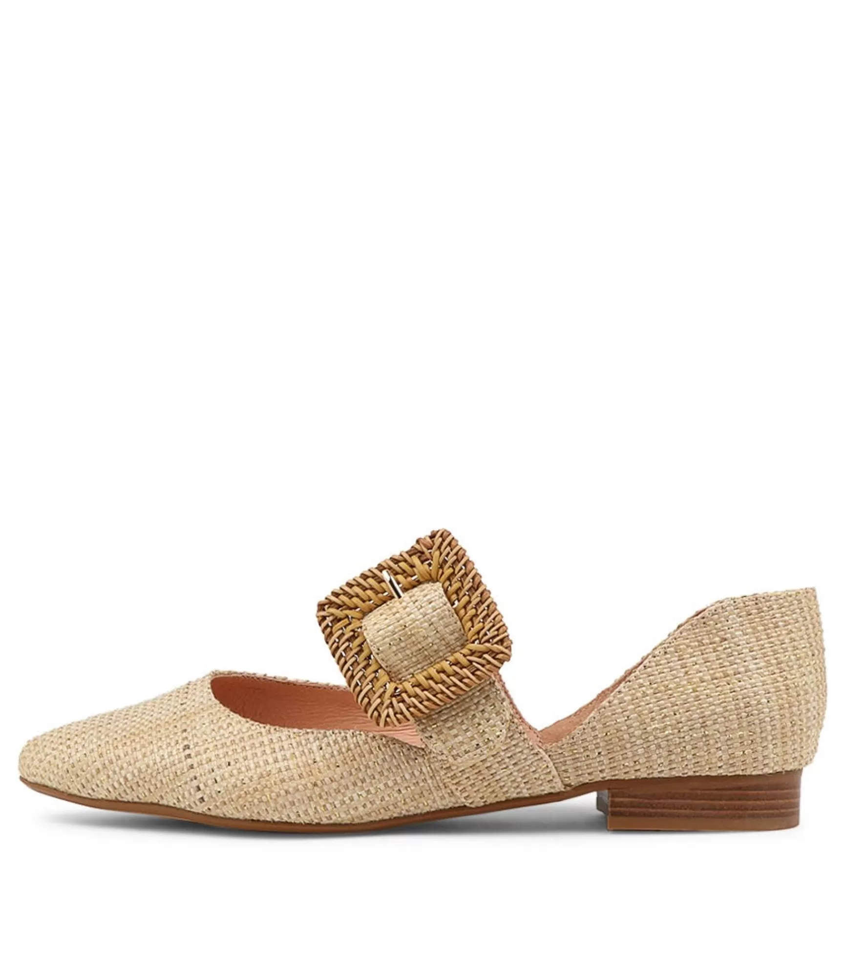 Discount Midas Shoes Daphni Natural Metallic Woven Flat Shoes