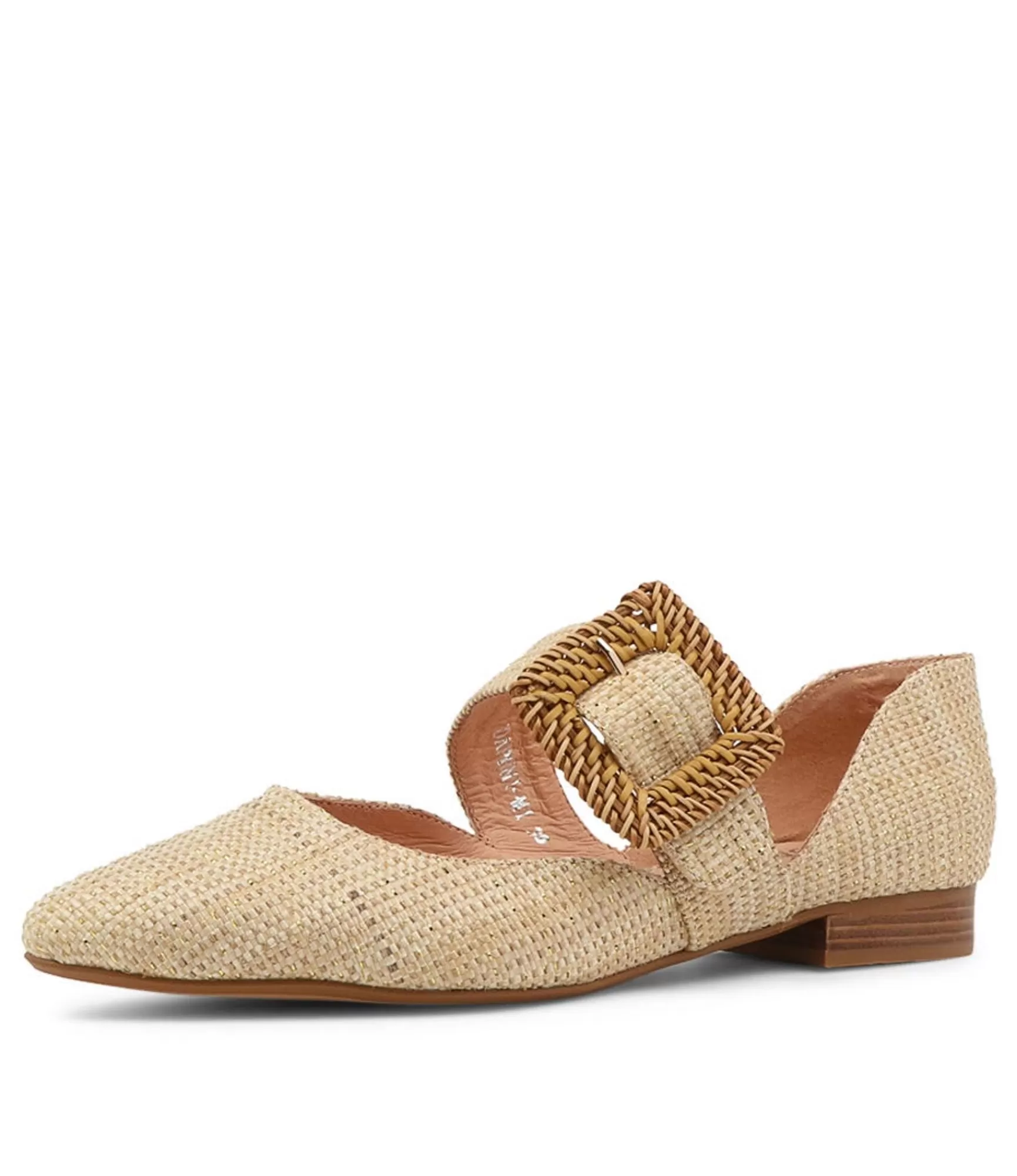 Discount Midas Shoes Daphni Natural Metallic Woven Flat Shoes