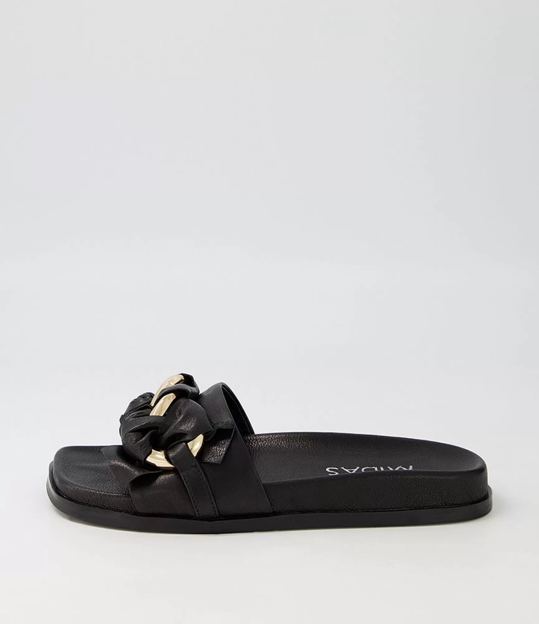 Flash Sale Midas Shoes Daquiri Black Leather Slides