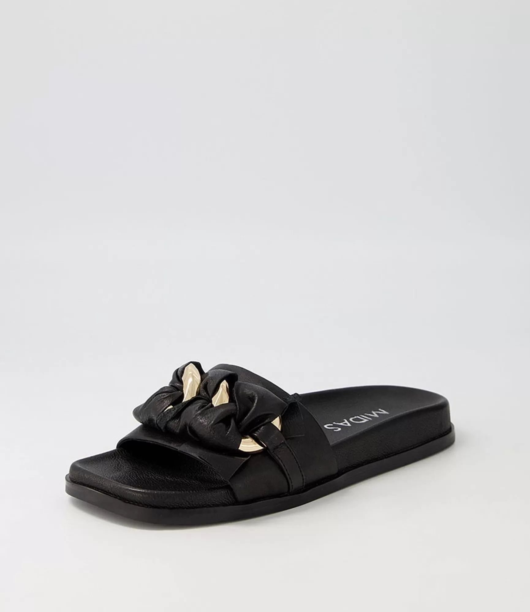 Flash Sale Midas Shoes Daquiri Black Leather Slides