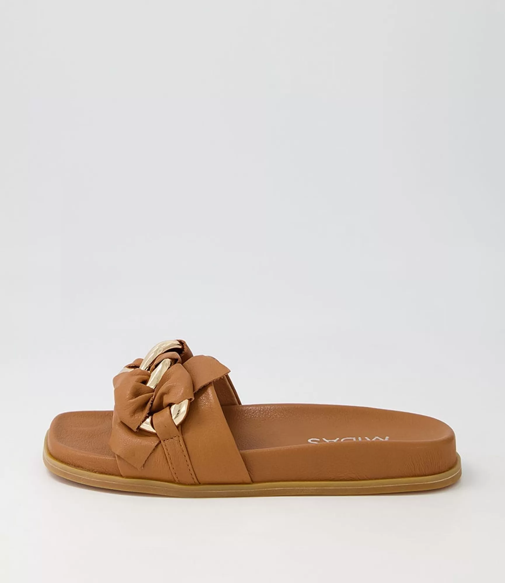 Shop Midas Shoes Daquiri Dark Tan Leather Slides
