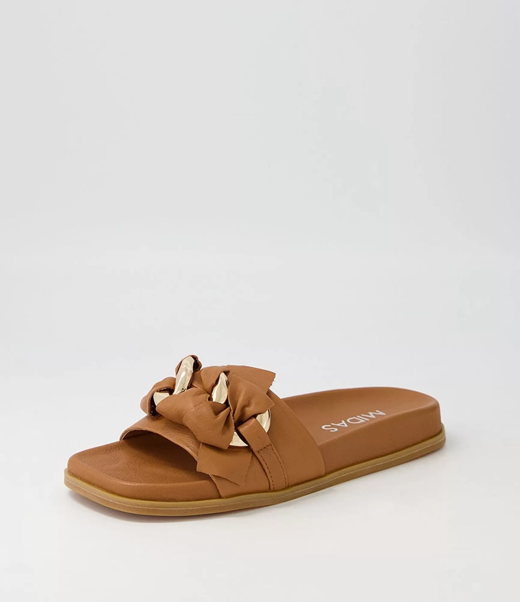 Shop Midas Shoes Daquiri Dark Tan Leather Slides