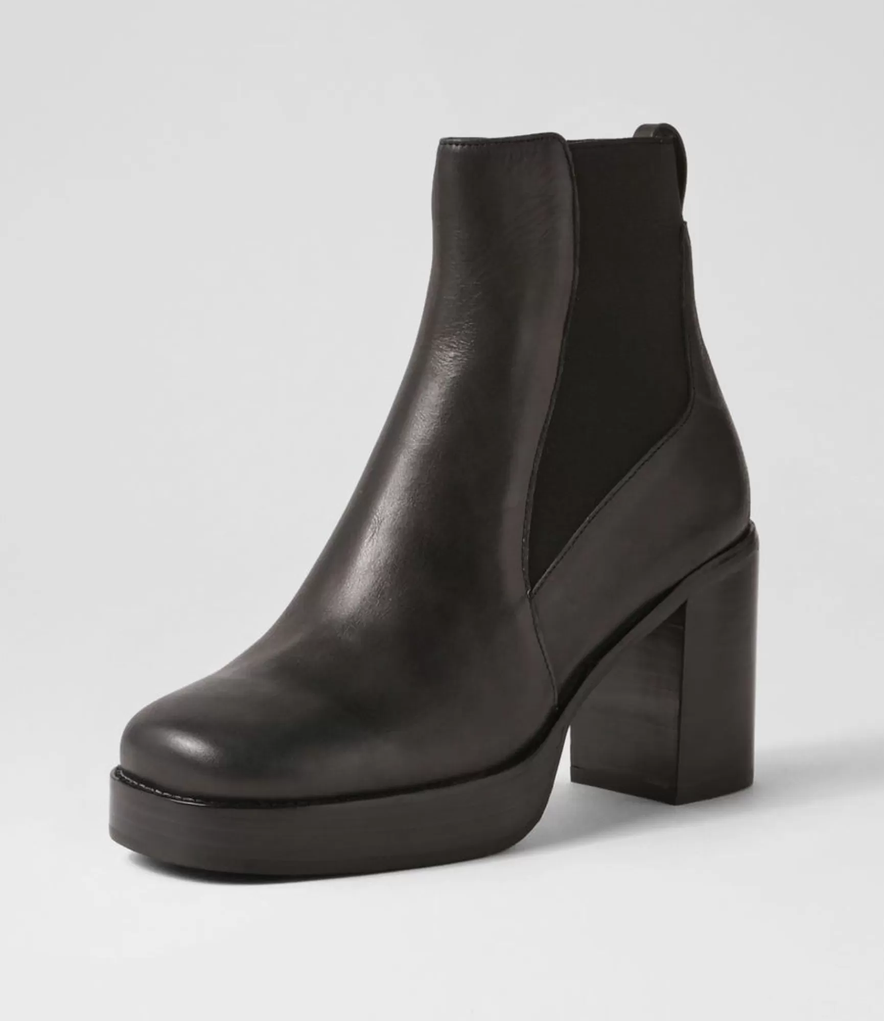 Hot Midas Shoes Dariah Black Leather Elastic Chelsea Boots