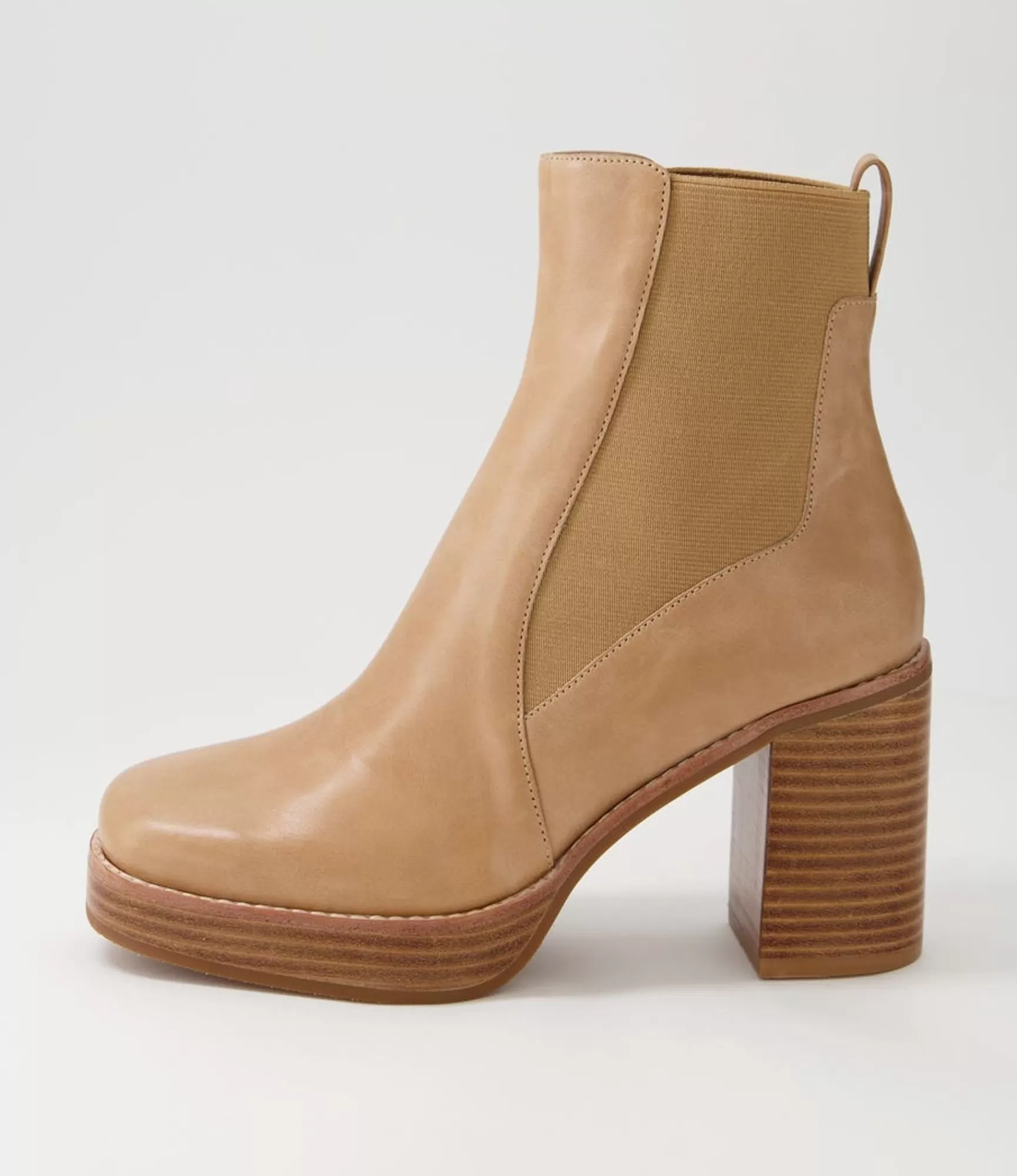 Flash Sale Midas Shoes Dariah Cappuccino Leather Elastic Chelsea Boots
