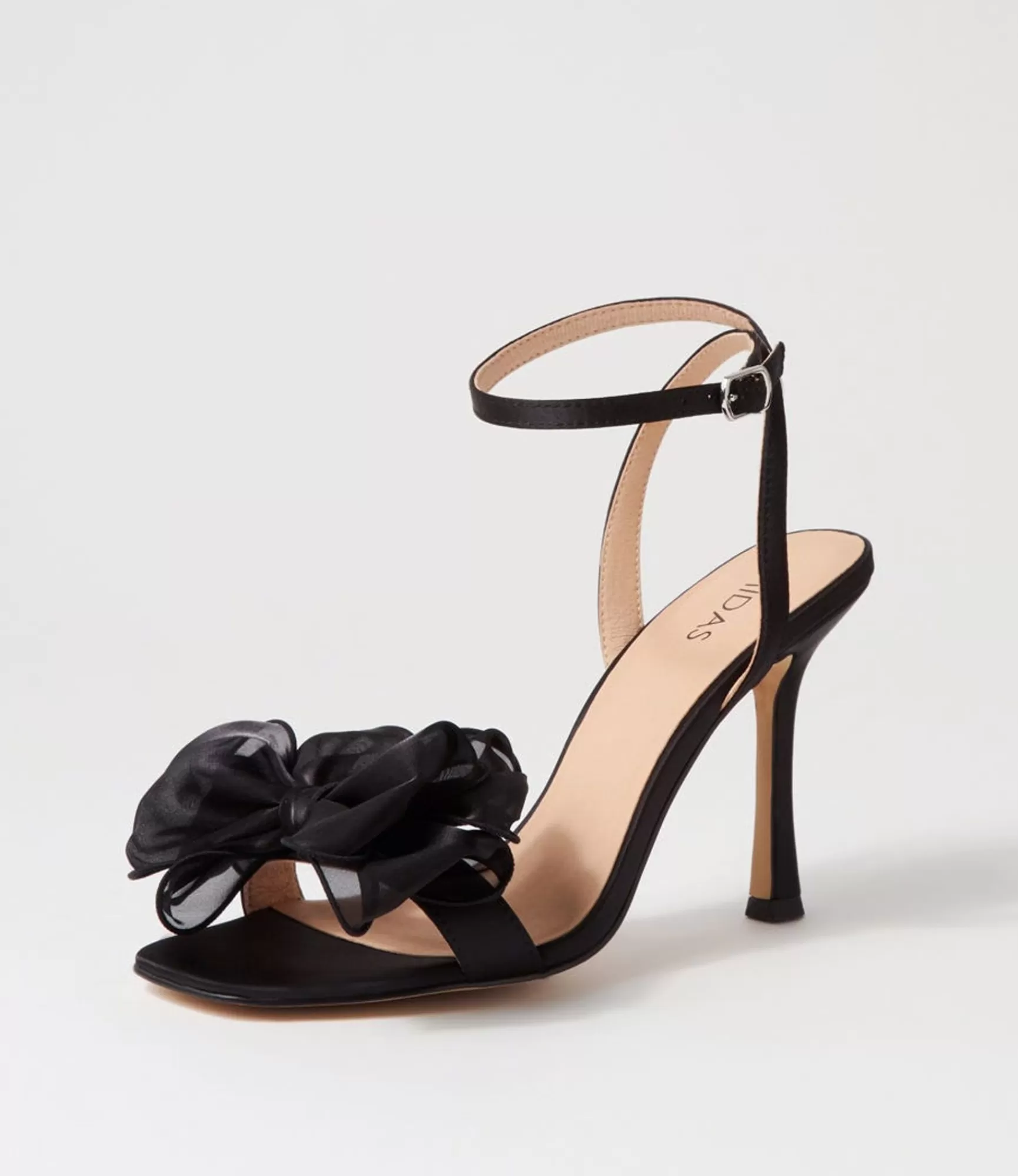 Hot Midas Shoes Darris Black Satin Heels