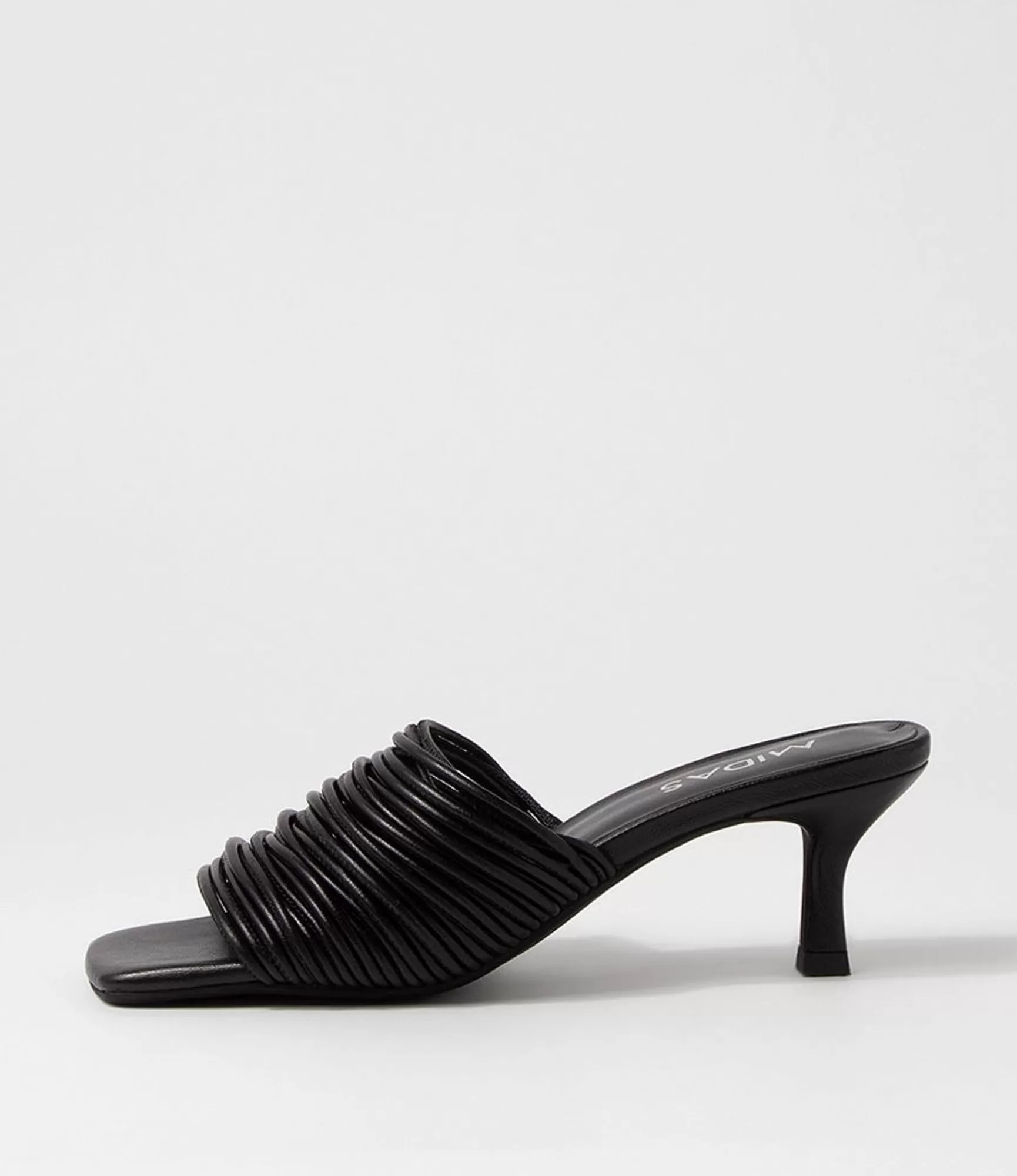 Store Midas Shoes Dellah Black Leather Slides