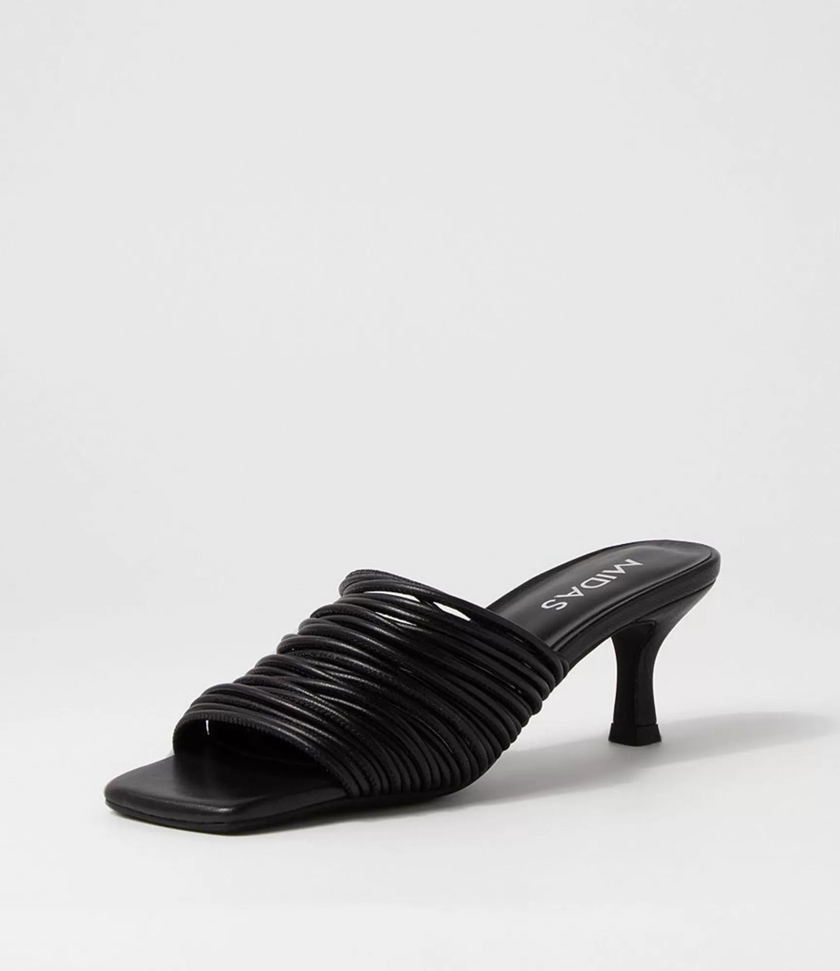 Store Midas Shoes Dellah Black Leather Slides