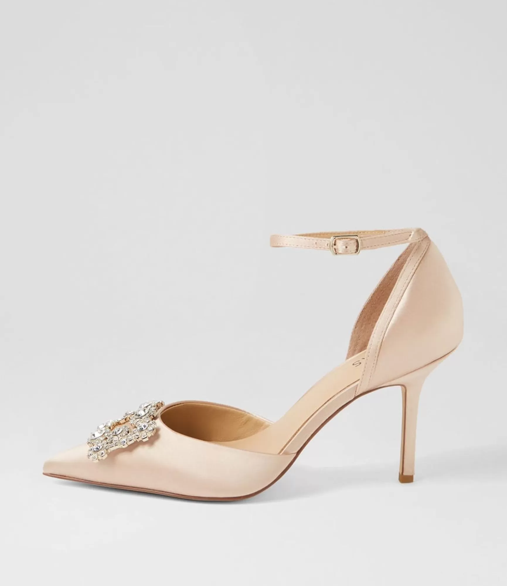 Hot Midas Shoes Diarmond Nude Satin Heels