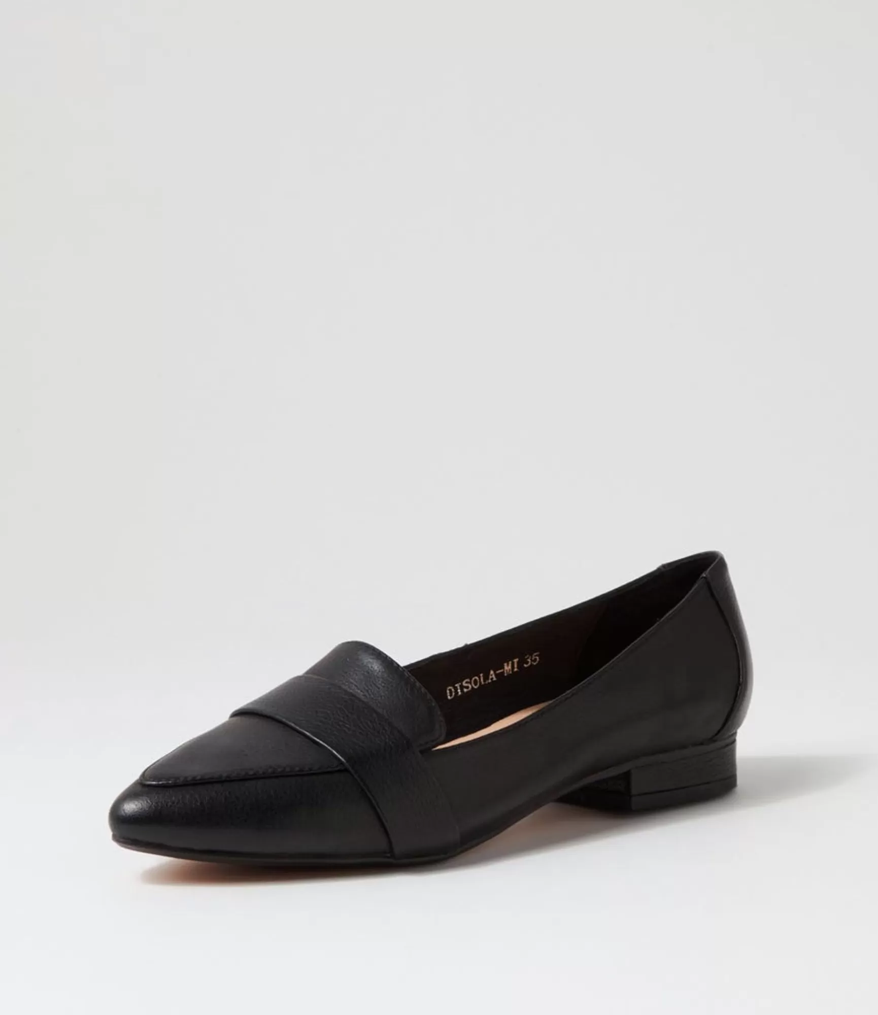 Shop Midas Shoes Disola Black Leather Flat Shoes