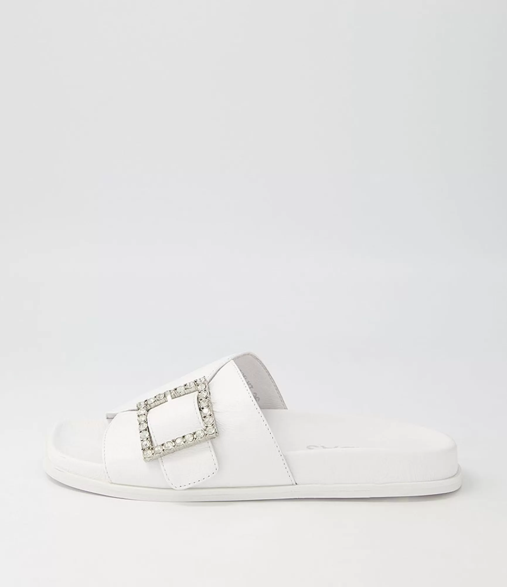 Best Midas Shoes Doe White Leather Slides