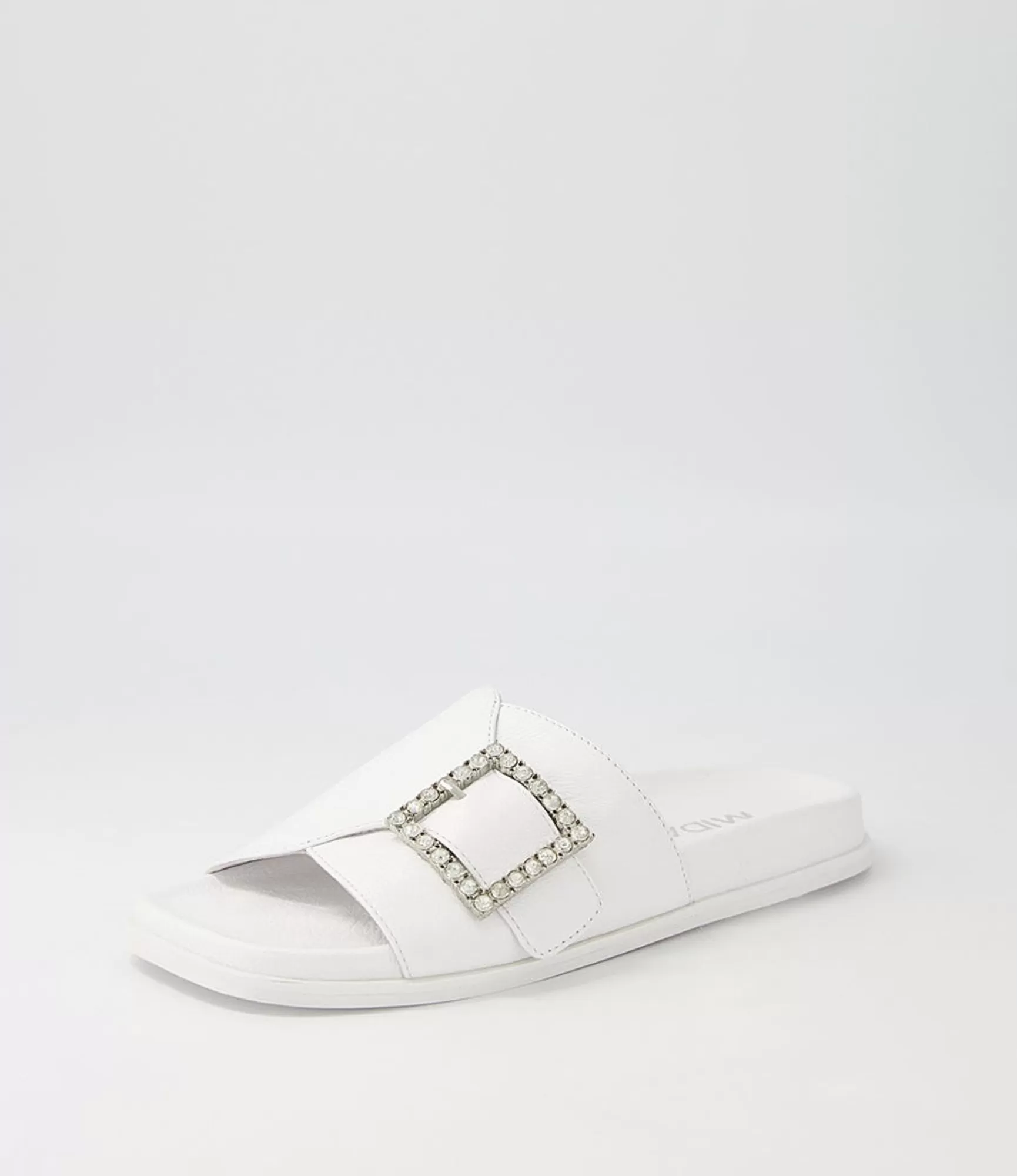 Best Midas Shoes Doe White Leather Slides